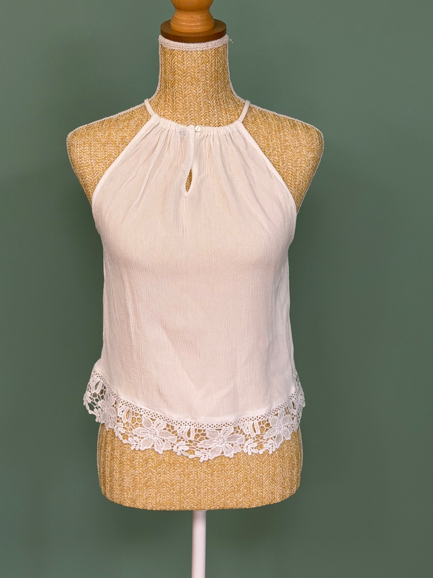 Débardeur fluide blanc en viscose avec dentelle – H&M – Taille M