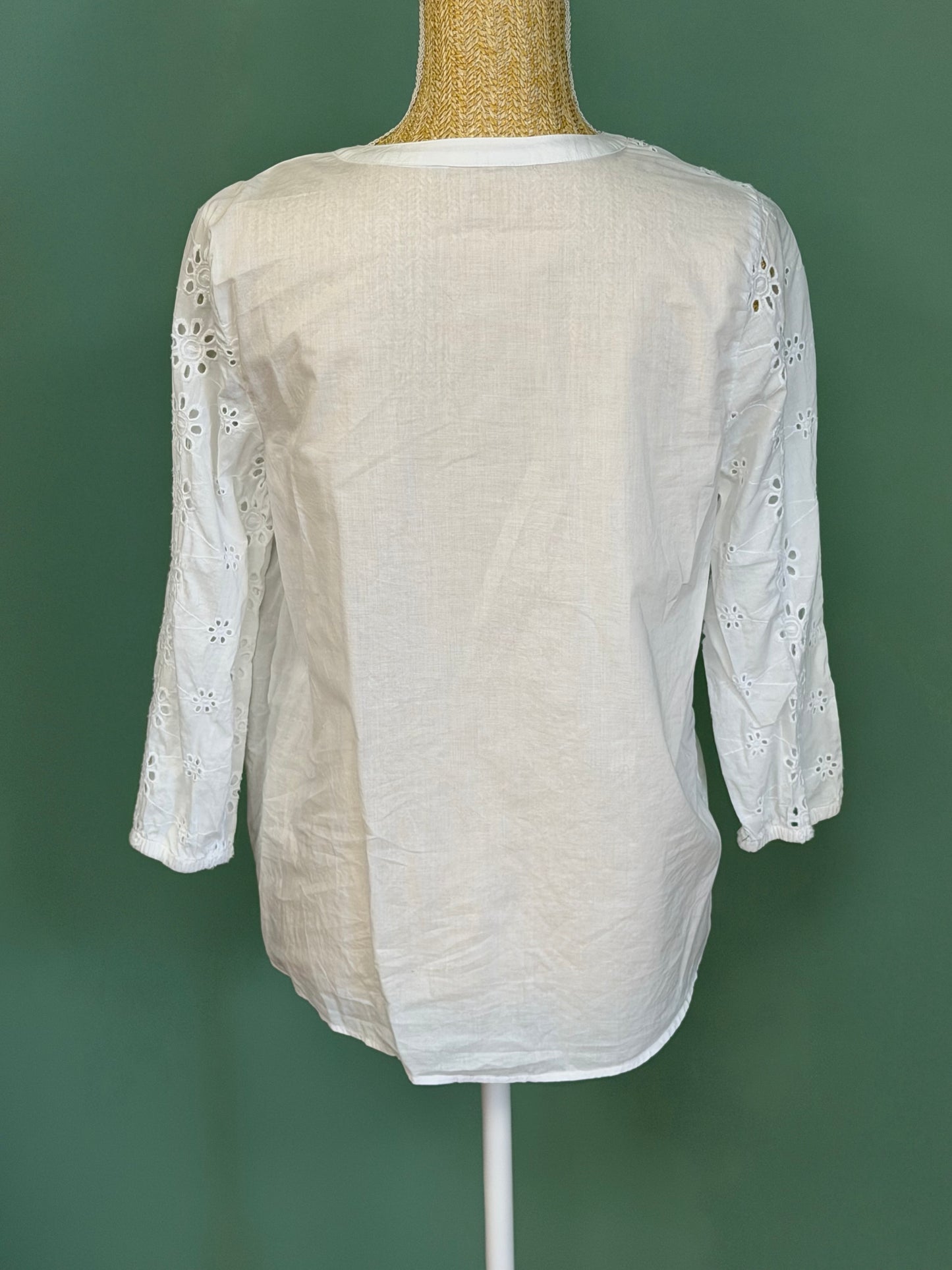 Blouse blanche en coton brodé femme M