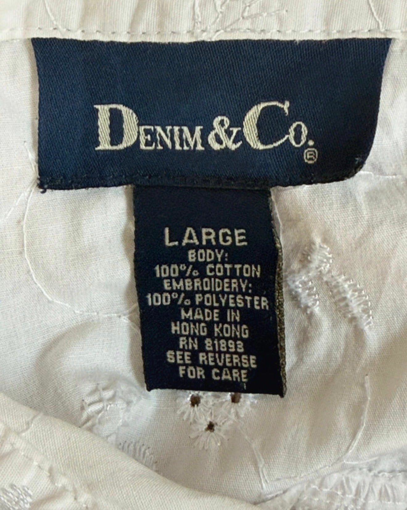 Chemise brodée blanche - Denim & Co – Taille XL