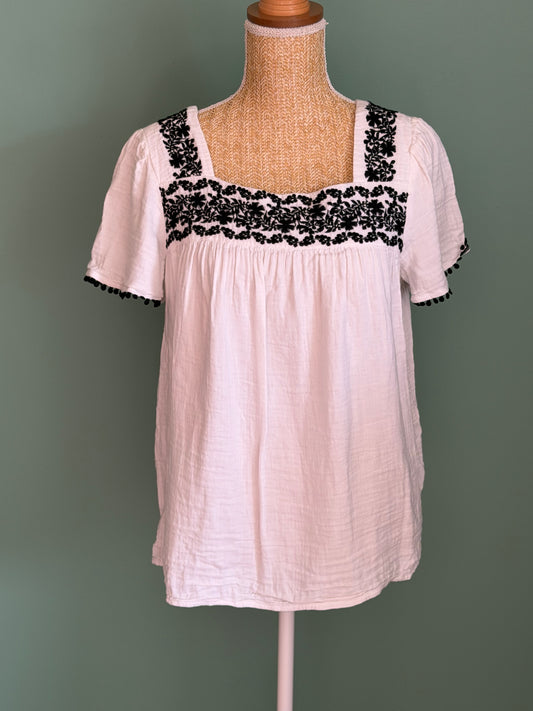 Blouse bohème blanche brodée – Taille M