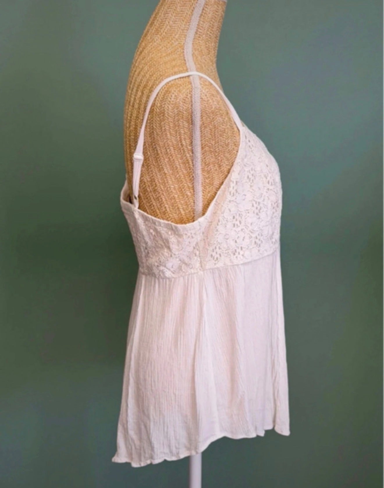 Débardeur fluide blanc dentelle bohème - Taille M