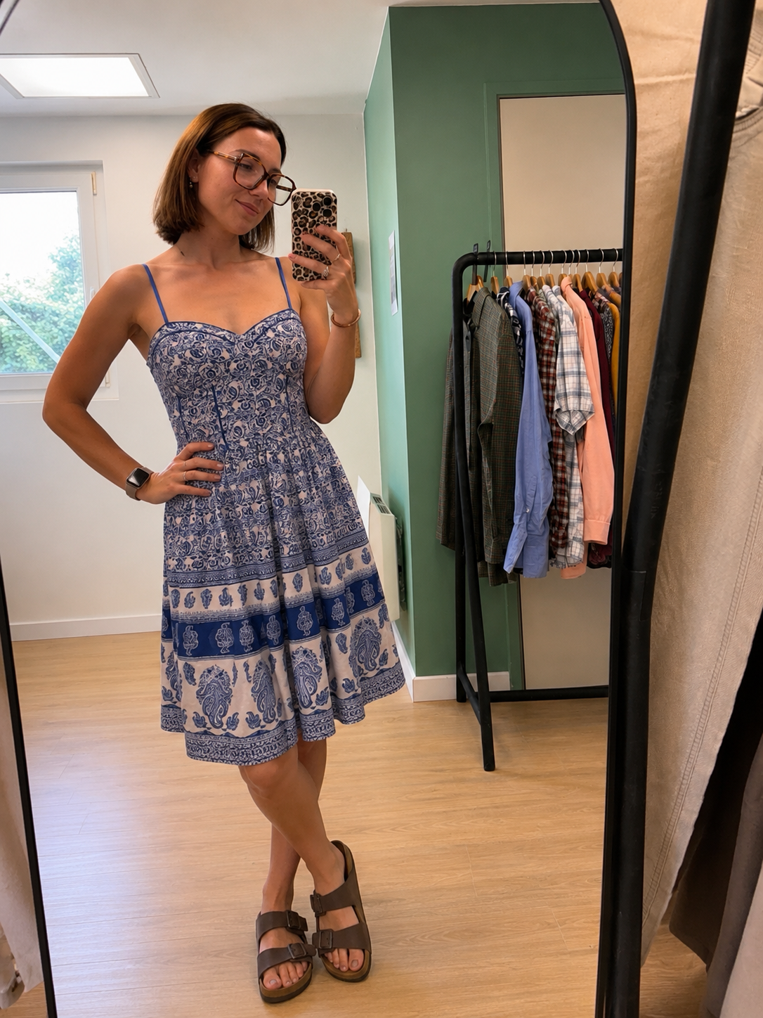 Robe Moissanite imprimé cachemire bleu & blanc - Taille S