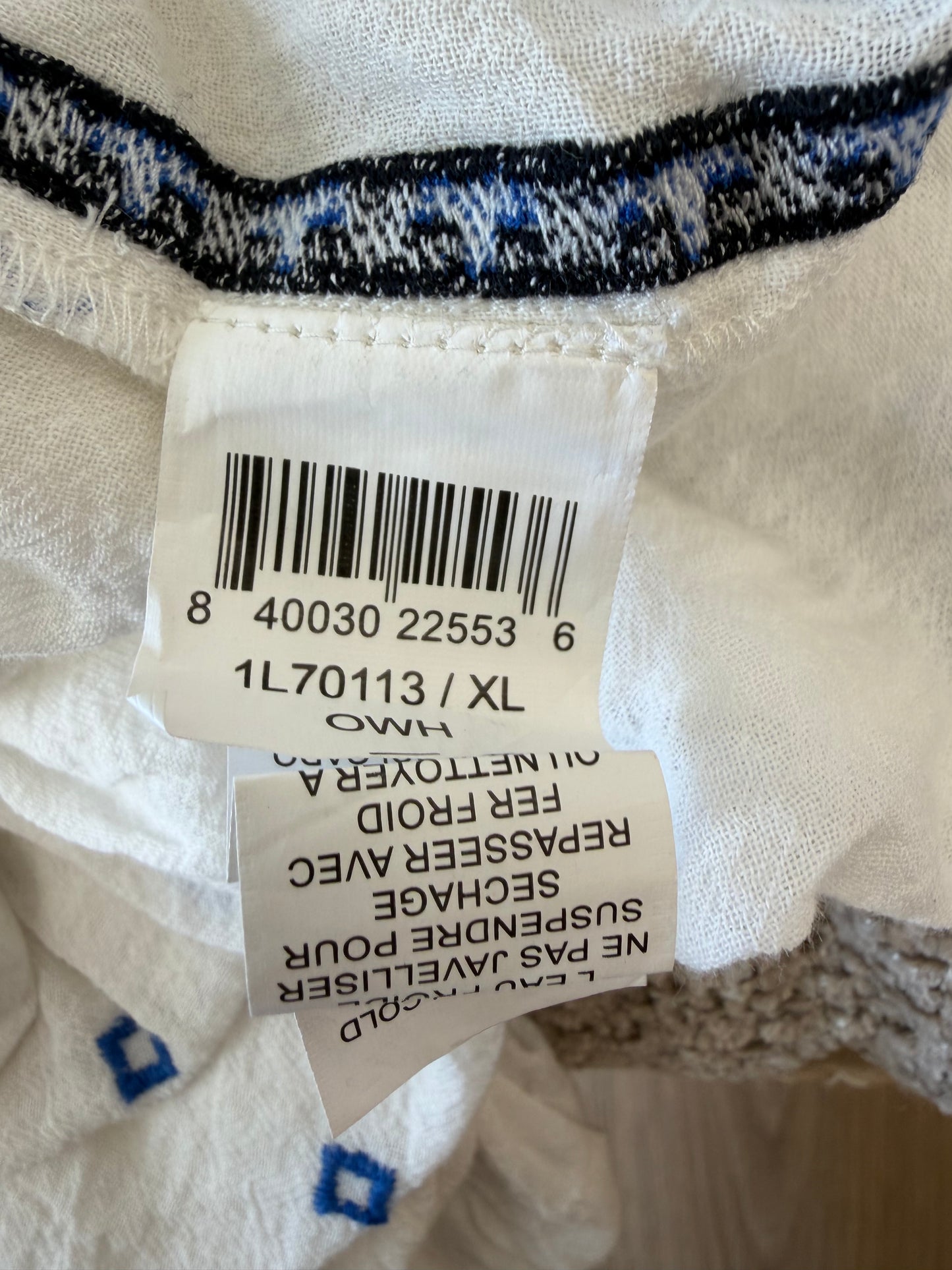 Blouse bohème blanche brodée en coton – Taille XL
