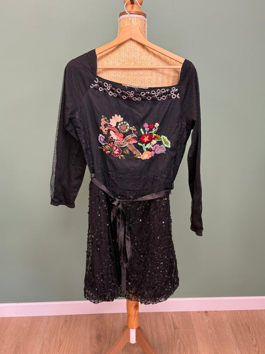 Robe noire brodée à sequins Desigual – Taille L