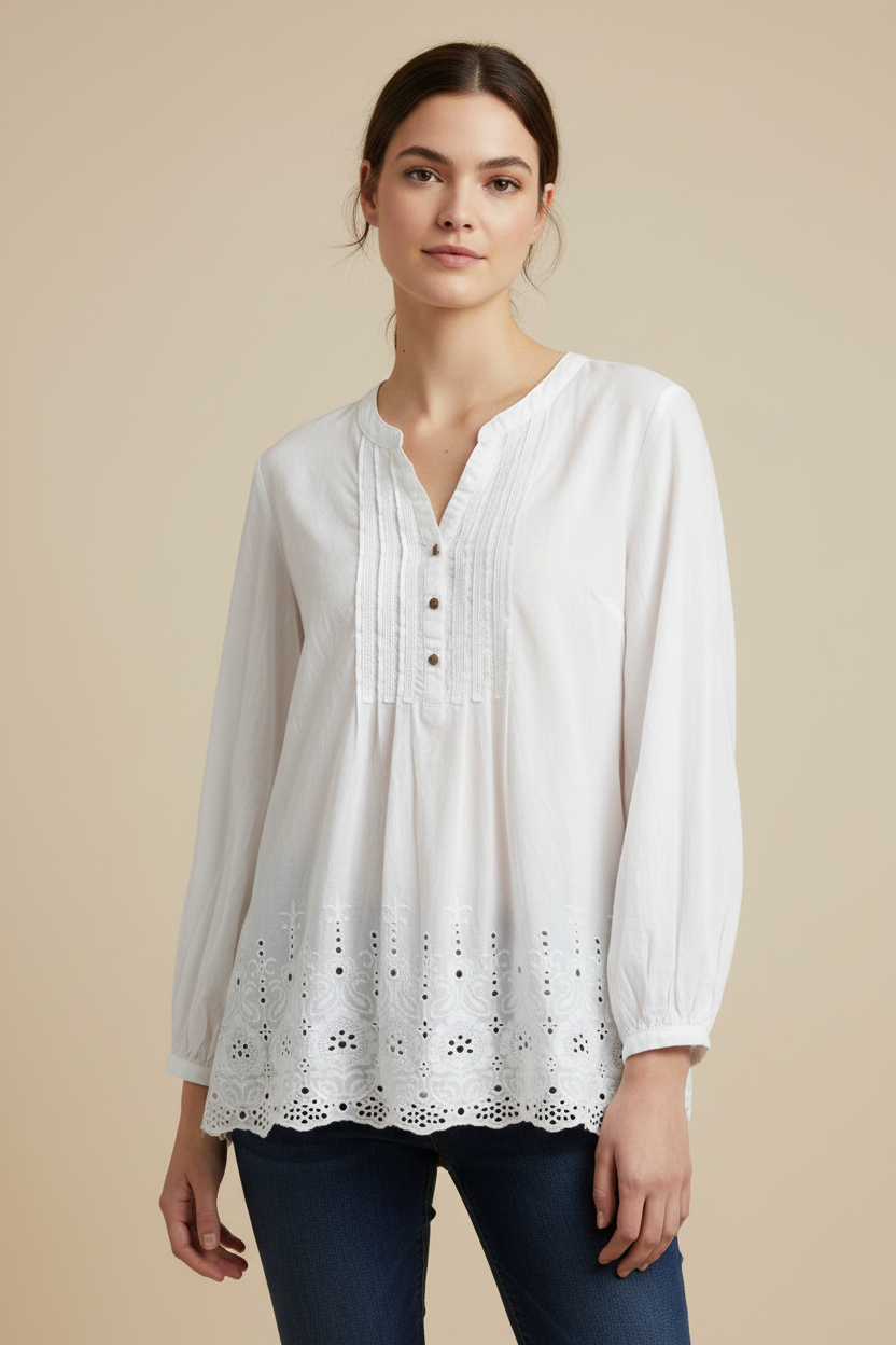 Tunique blanche broderie anglaise