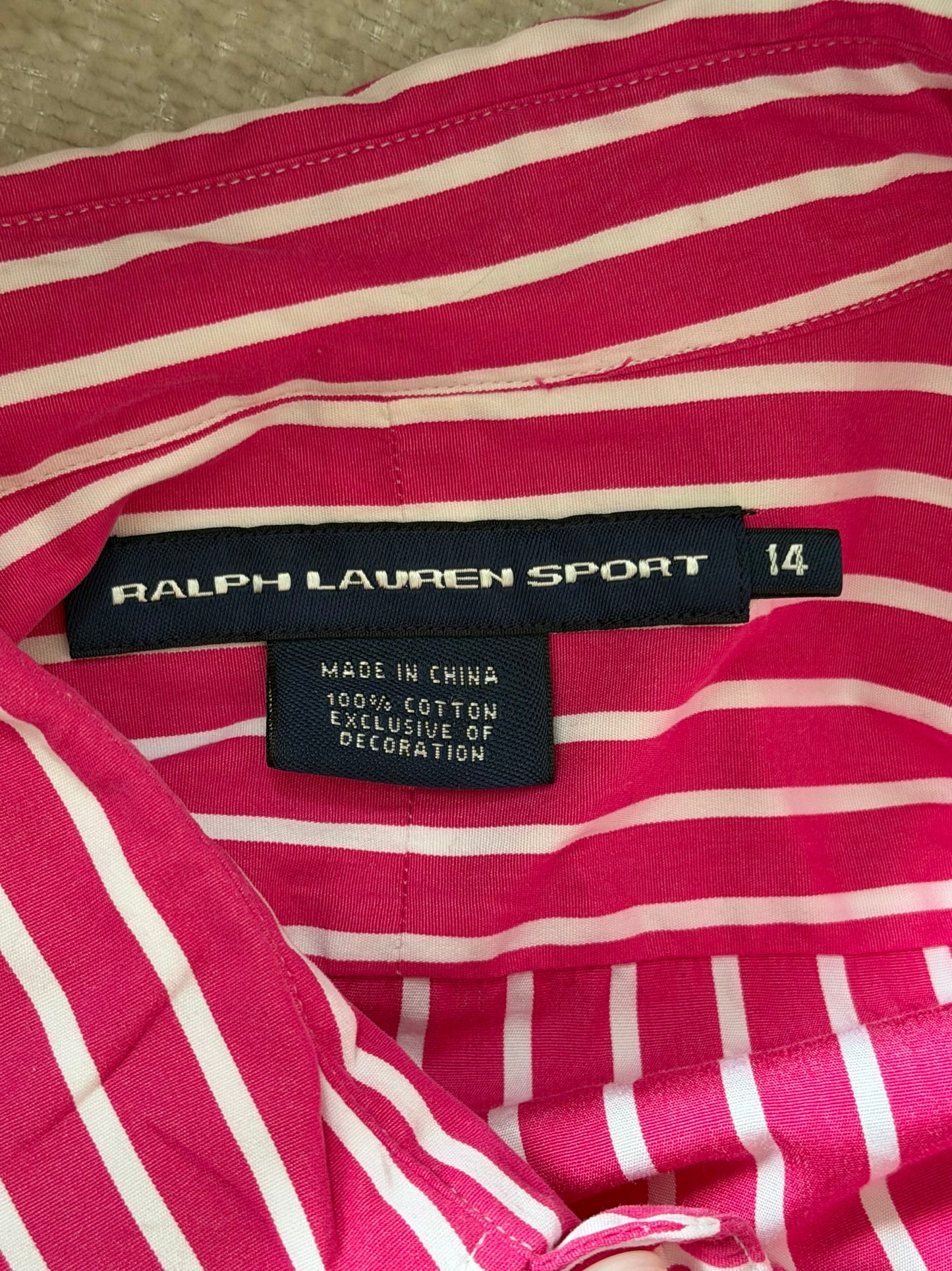 Chemise Ralph Lauren Sport rayée rose & blanche