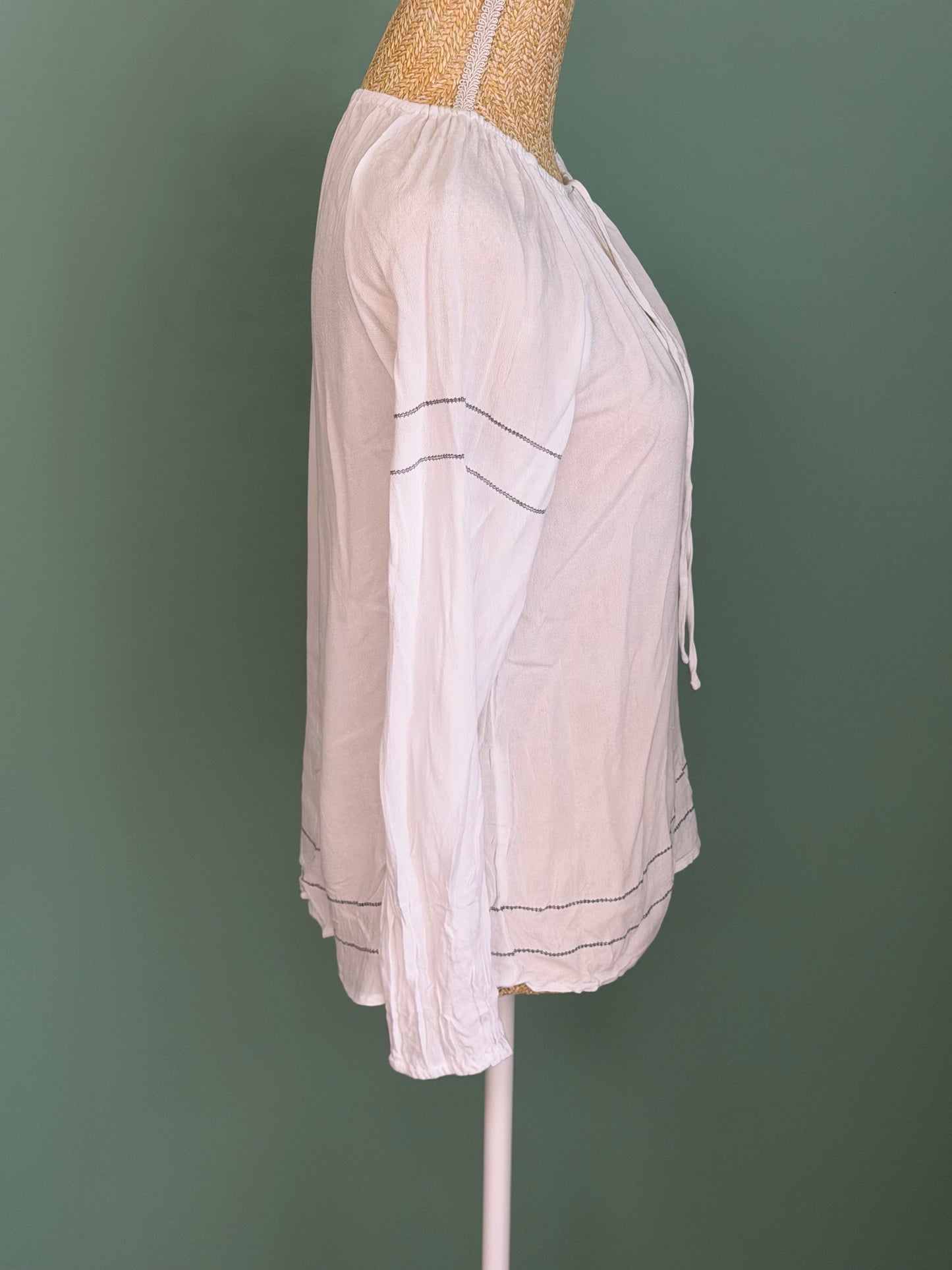 Blouse bohème blanche à liens femme L