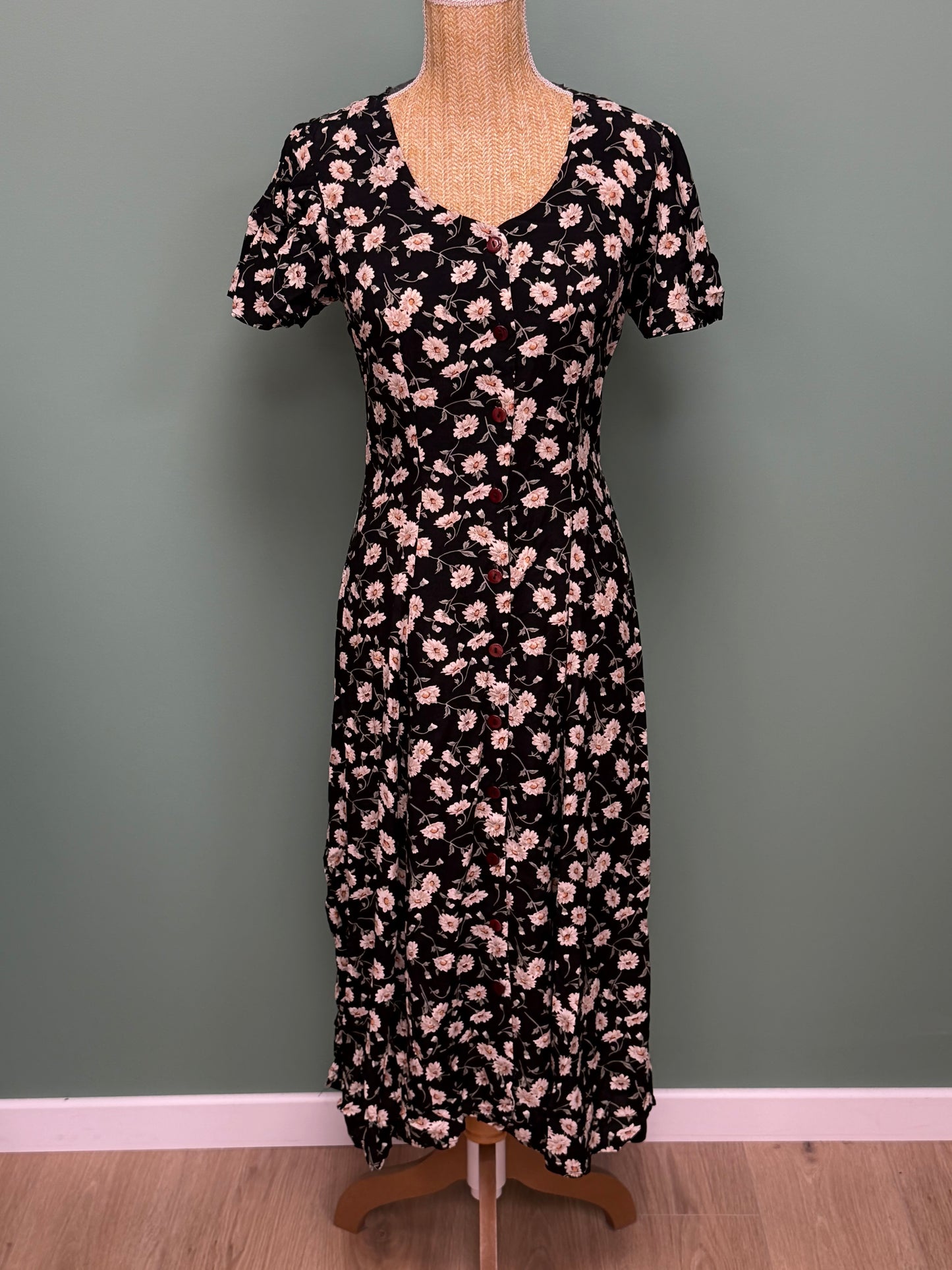 Robe longue Rampage fleurie noire marguerites – Esprit vintage romantique - Taille M / L