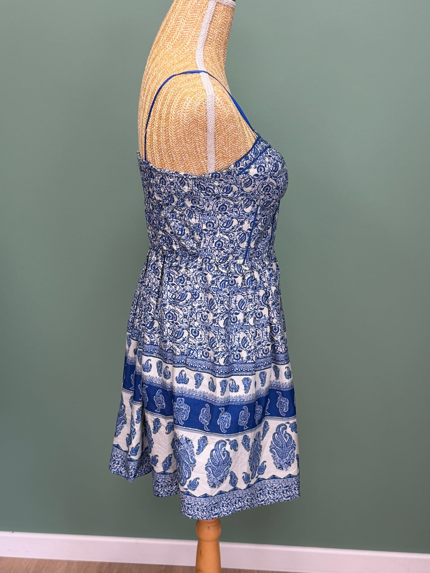Robe Moissanite imprimé cachemire bleu & blanc - Taille S