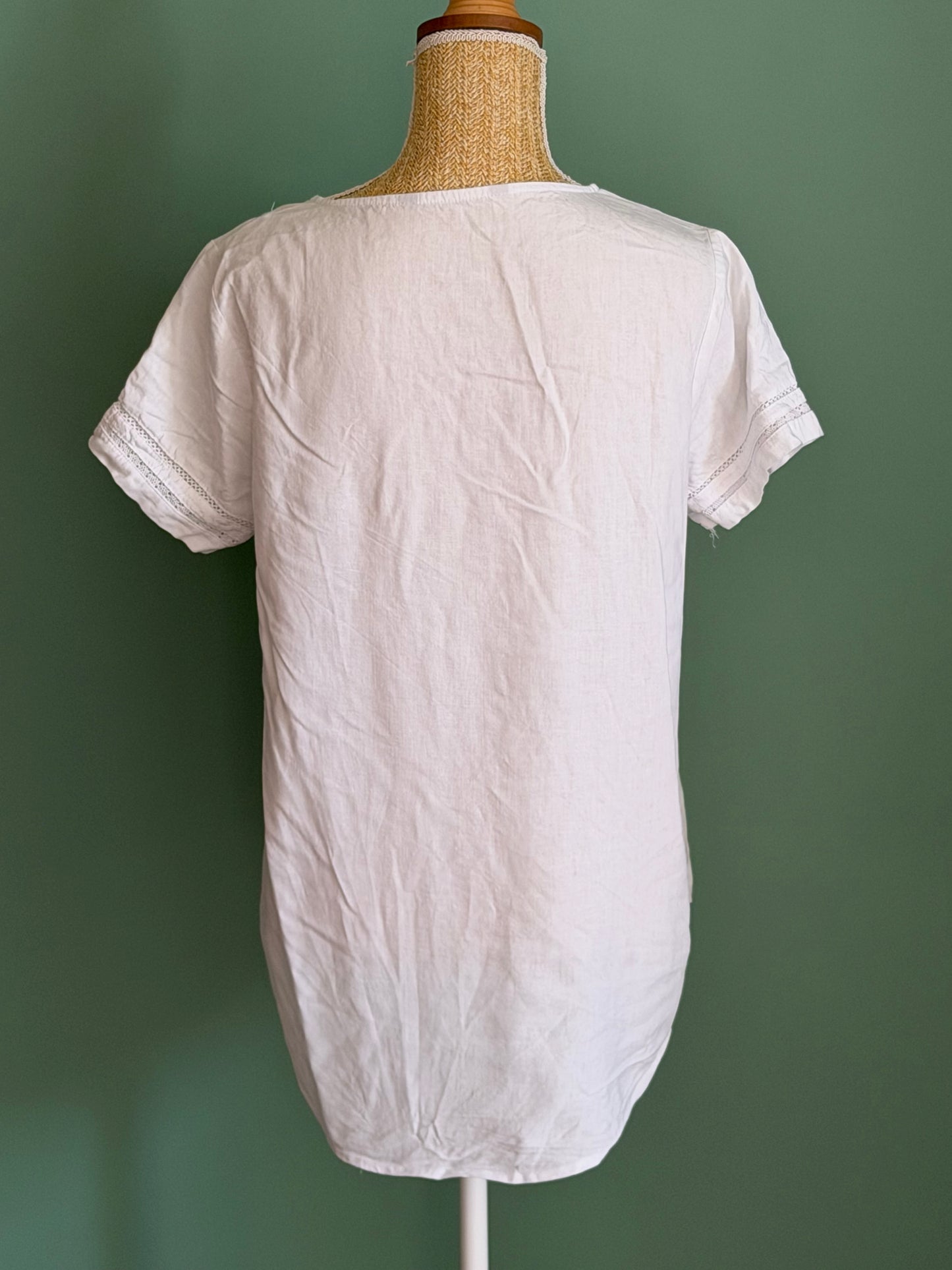 Blouse blanche en lin et viscose femme M