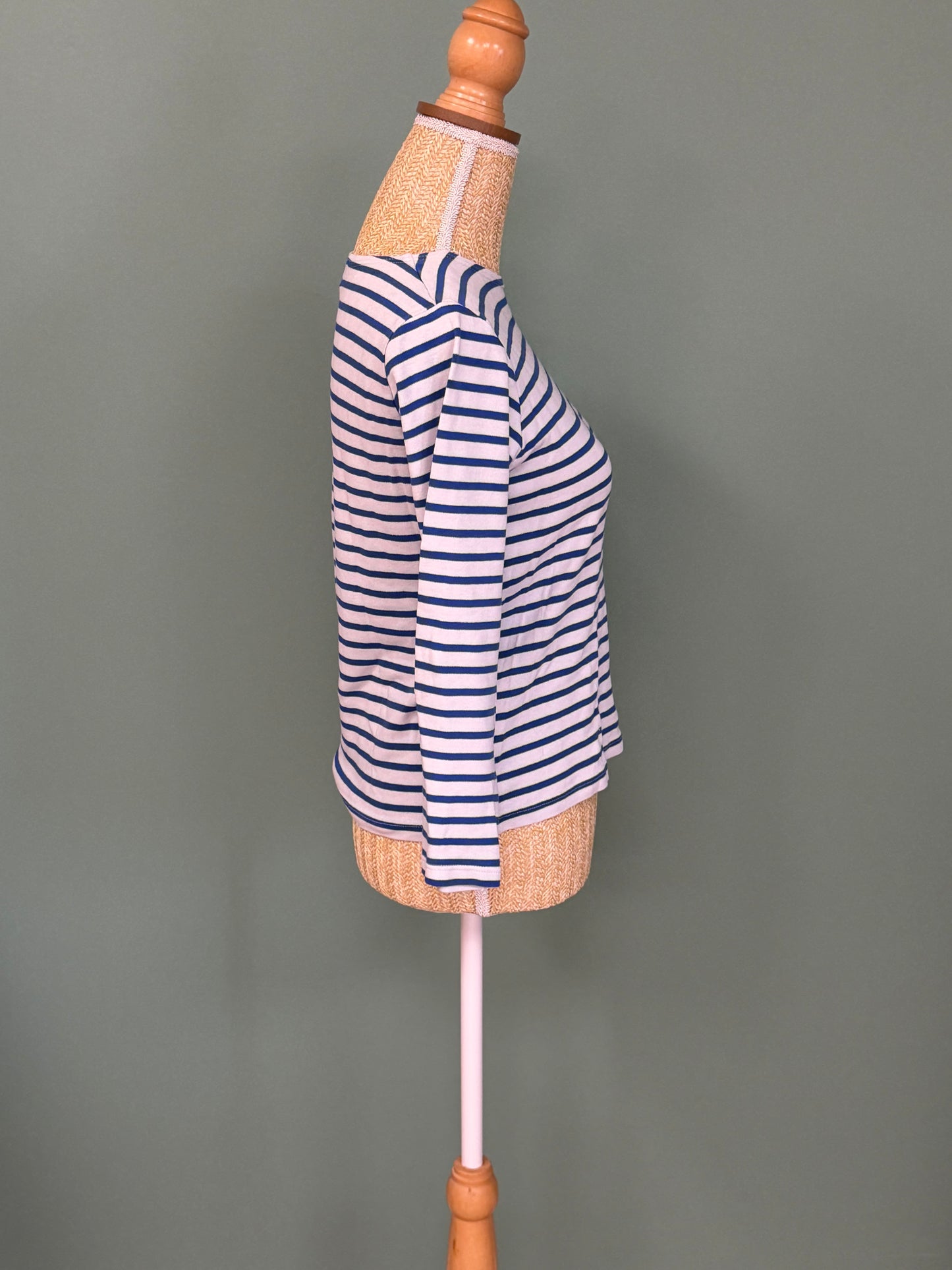 Marinière Le Petit Breton blanche et bleue en coton – Taille XS