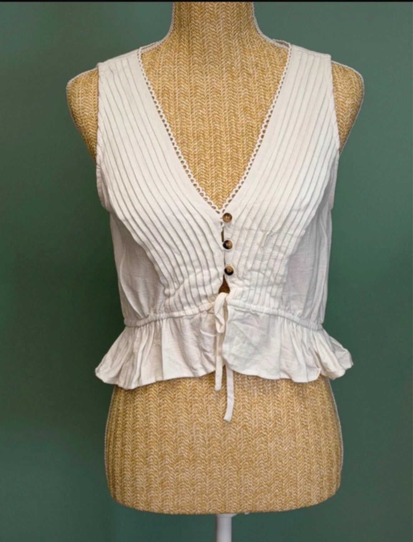 Top Crop Bohème Blanc à Volants - Taille M
