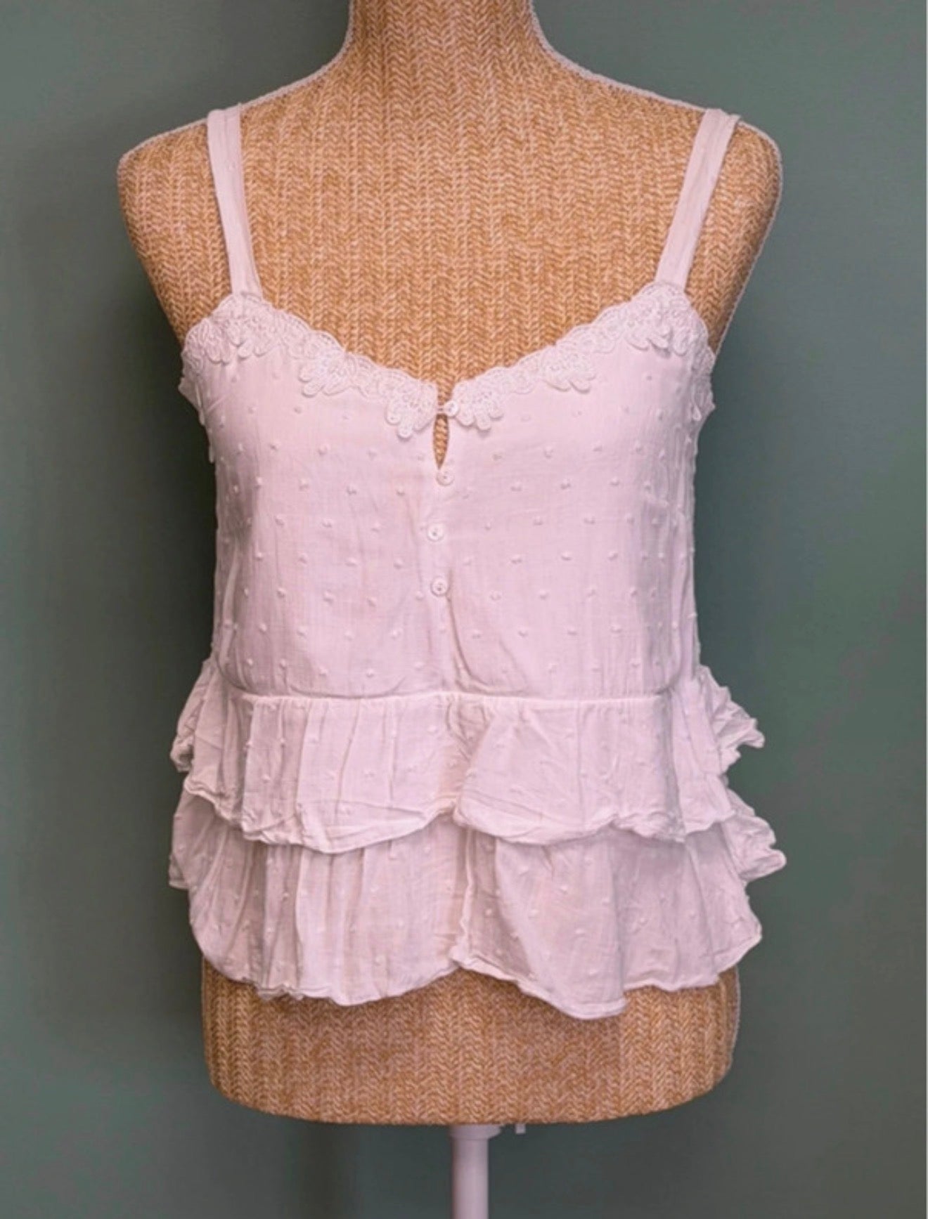Débardeur Bohème Blanc à Volants - Taille M
