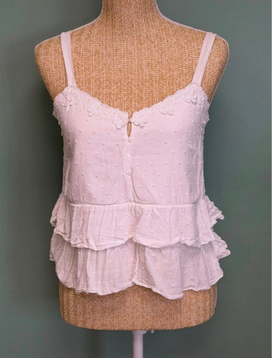 Débardeur Bohème Blanc à Volants - Taille M