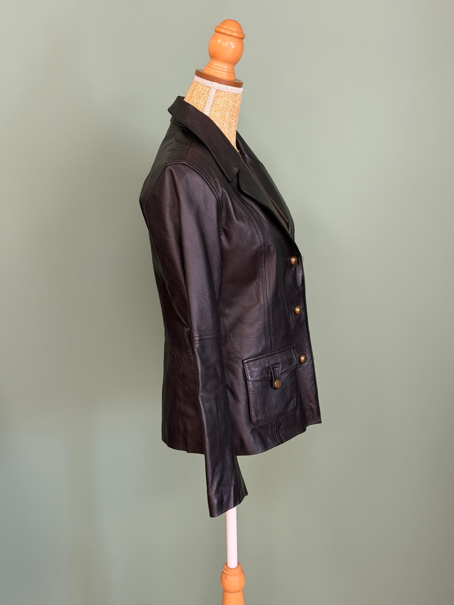 Veste en cuir véritable noir In Extenso cintrée – Taille 40