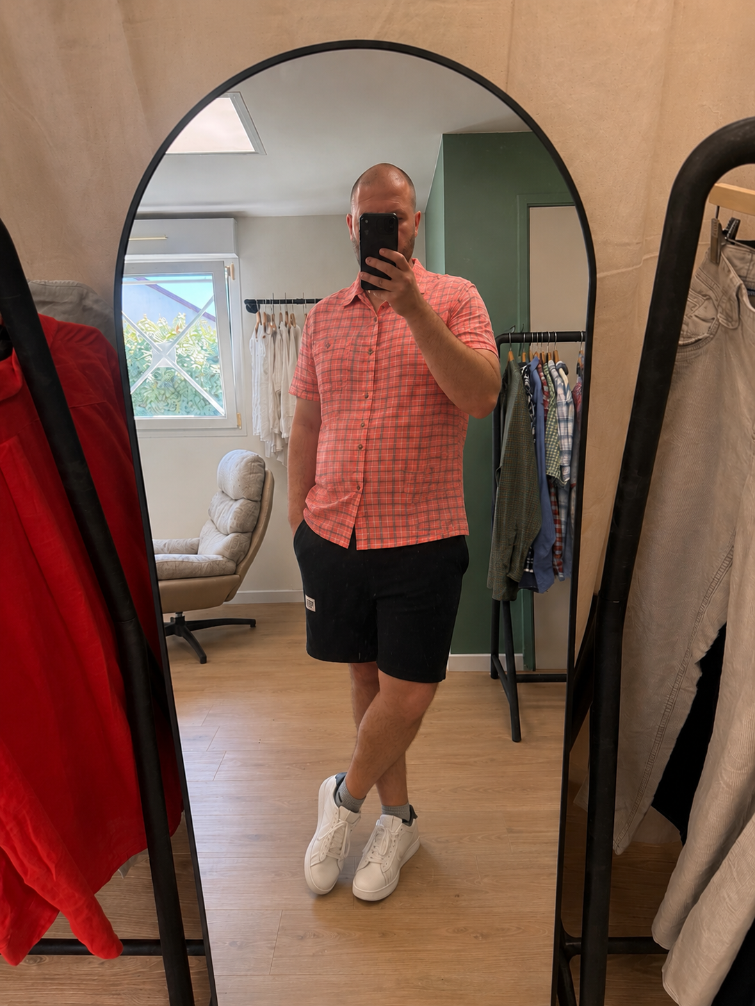 Chemise à carreaux rose saumon - Woolrich - Taille XL