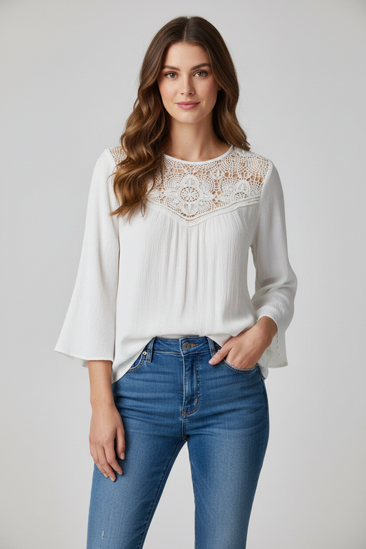 Blouse blanche dentelle bohème