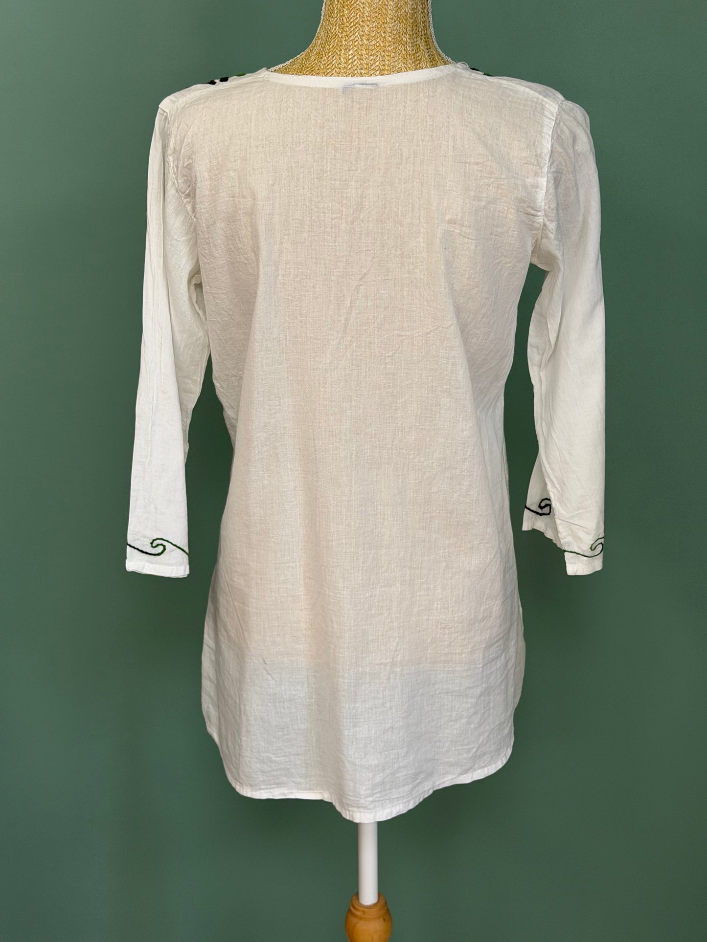 Tunique blanche brodée bohème femme taille L