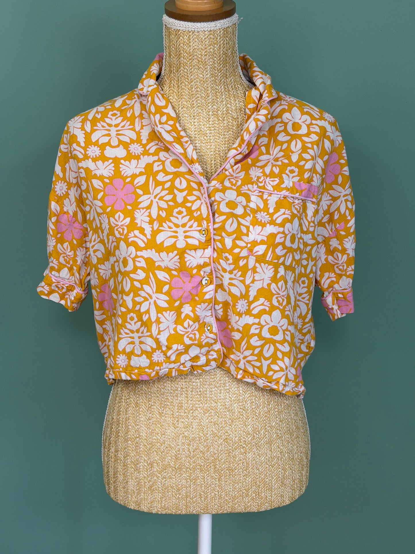 Ensemble Monoprix femme chemise et short fleuri 100% coton taille S