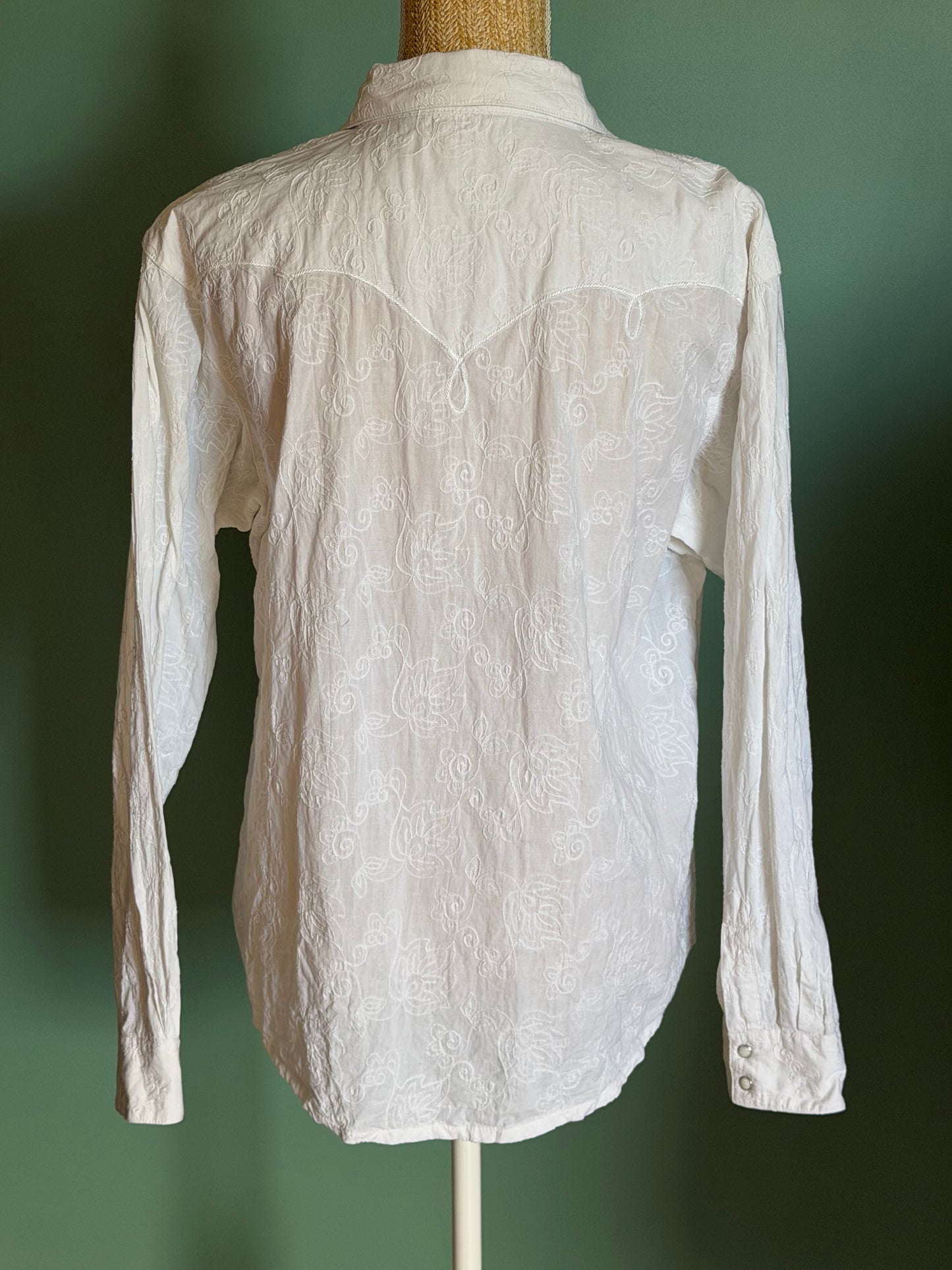 Chemise blanche brodée style western bohème