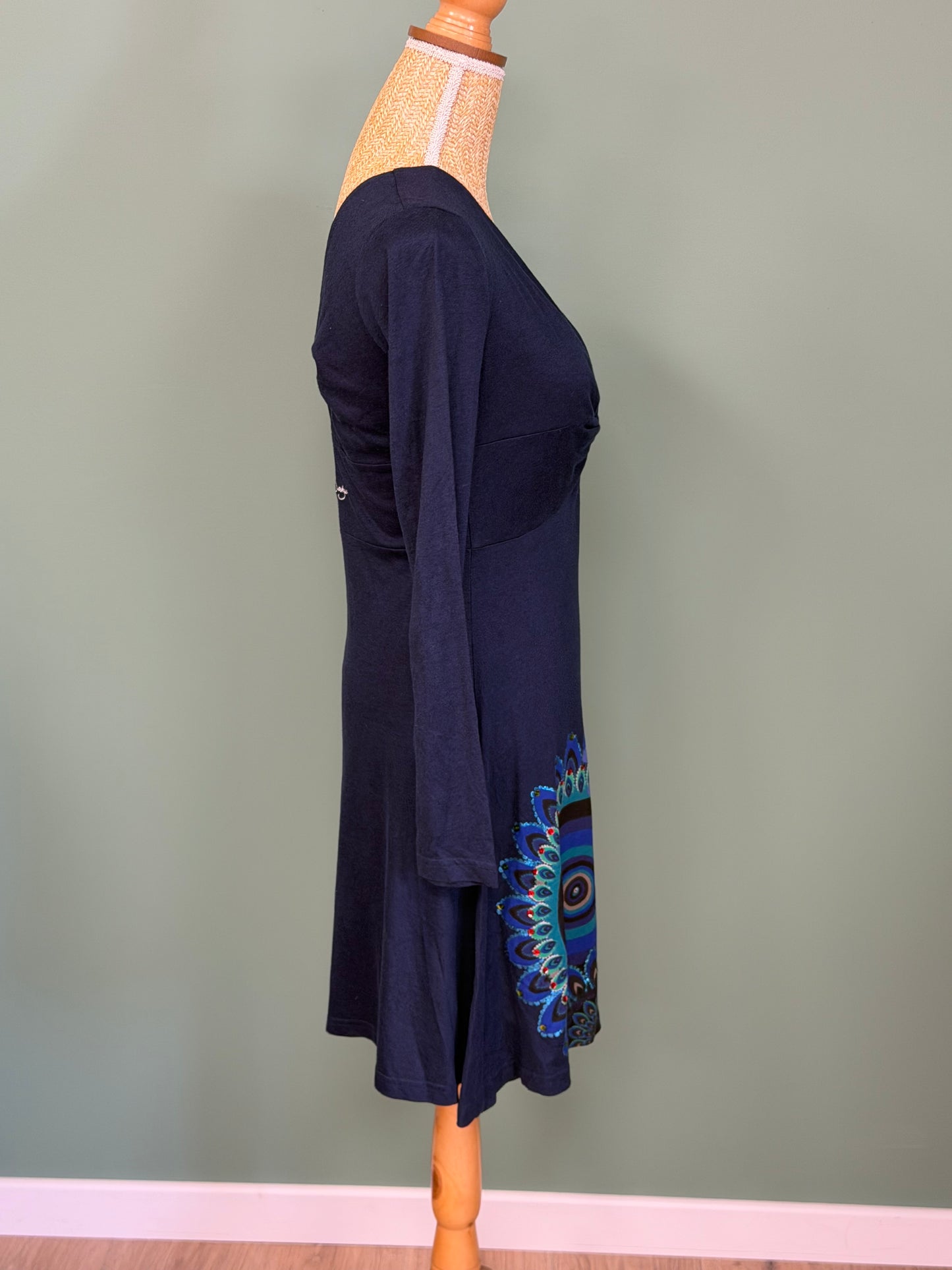 Robe Desigual bleu marine imprimé mandala – Taille M