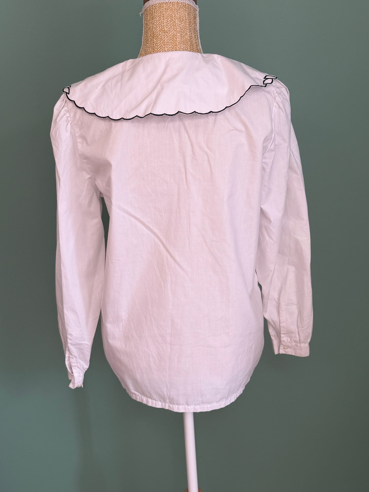 Chemisier blanc à col marin brodé femme M