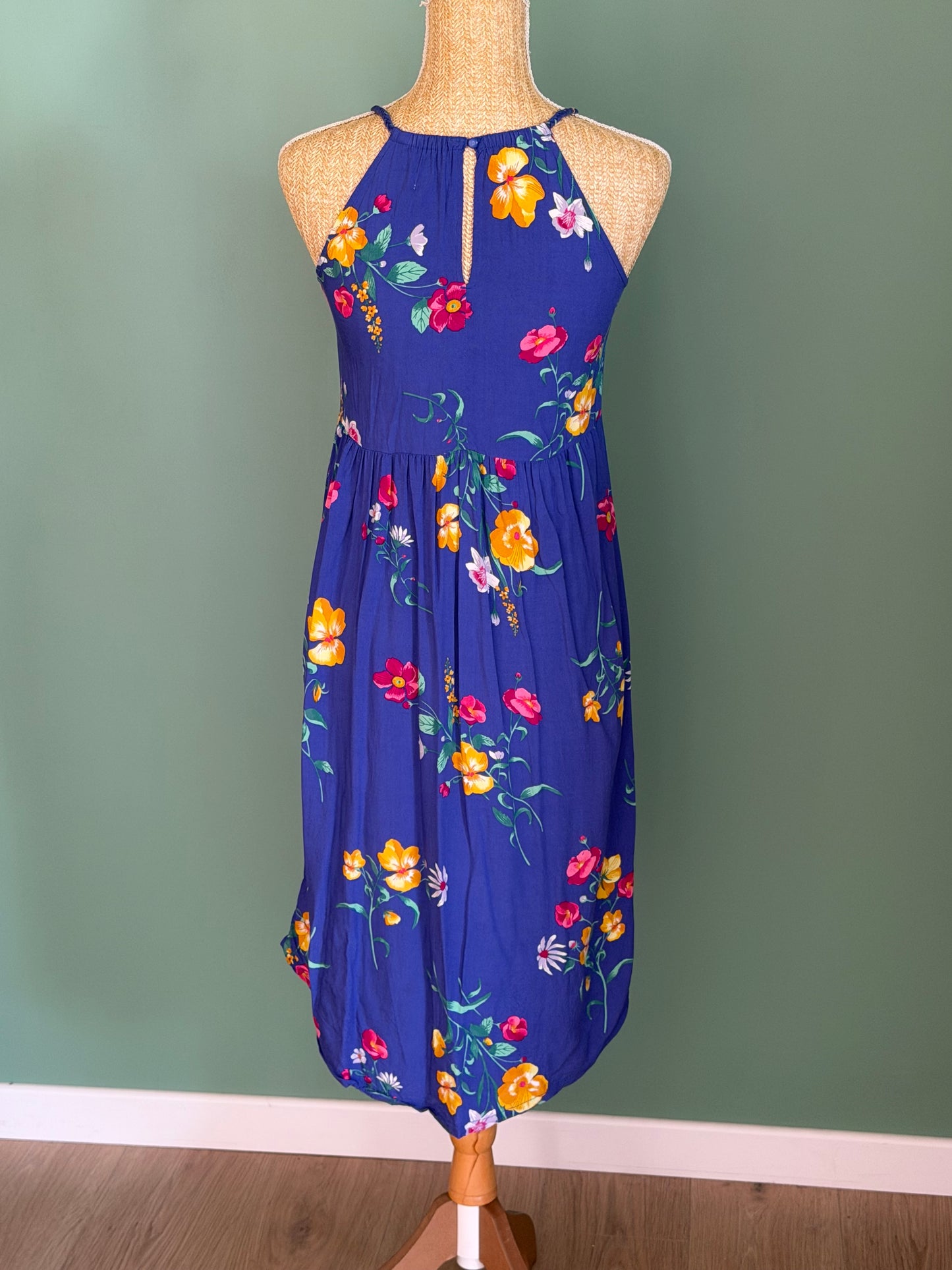 Robe longue fleurie bleu roi – Taille L