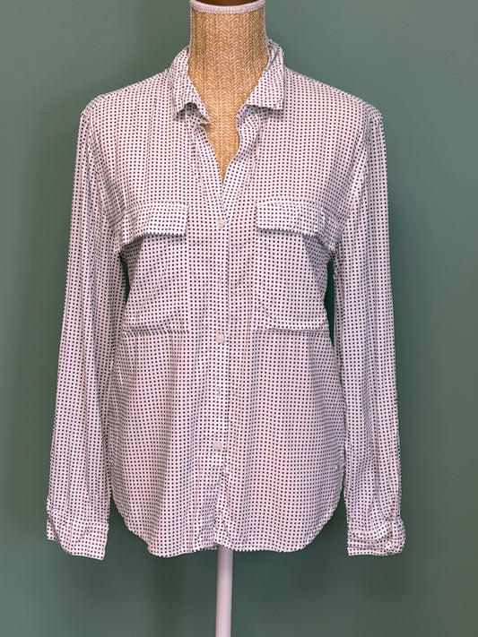 Chemise fluide blanche à pois noirs