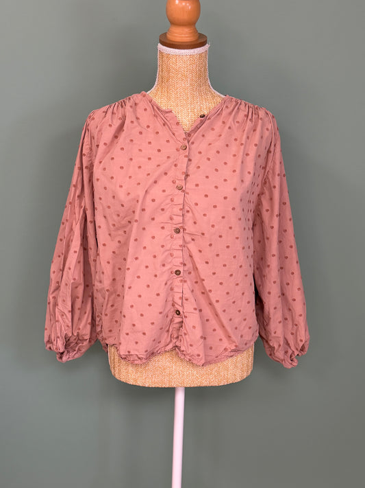 Blouse plumetis vieux rose ZARA 100 % coton – Taille S