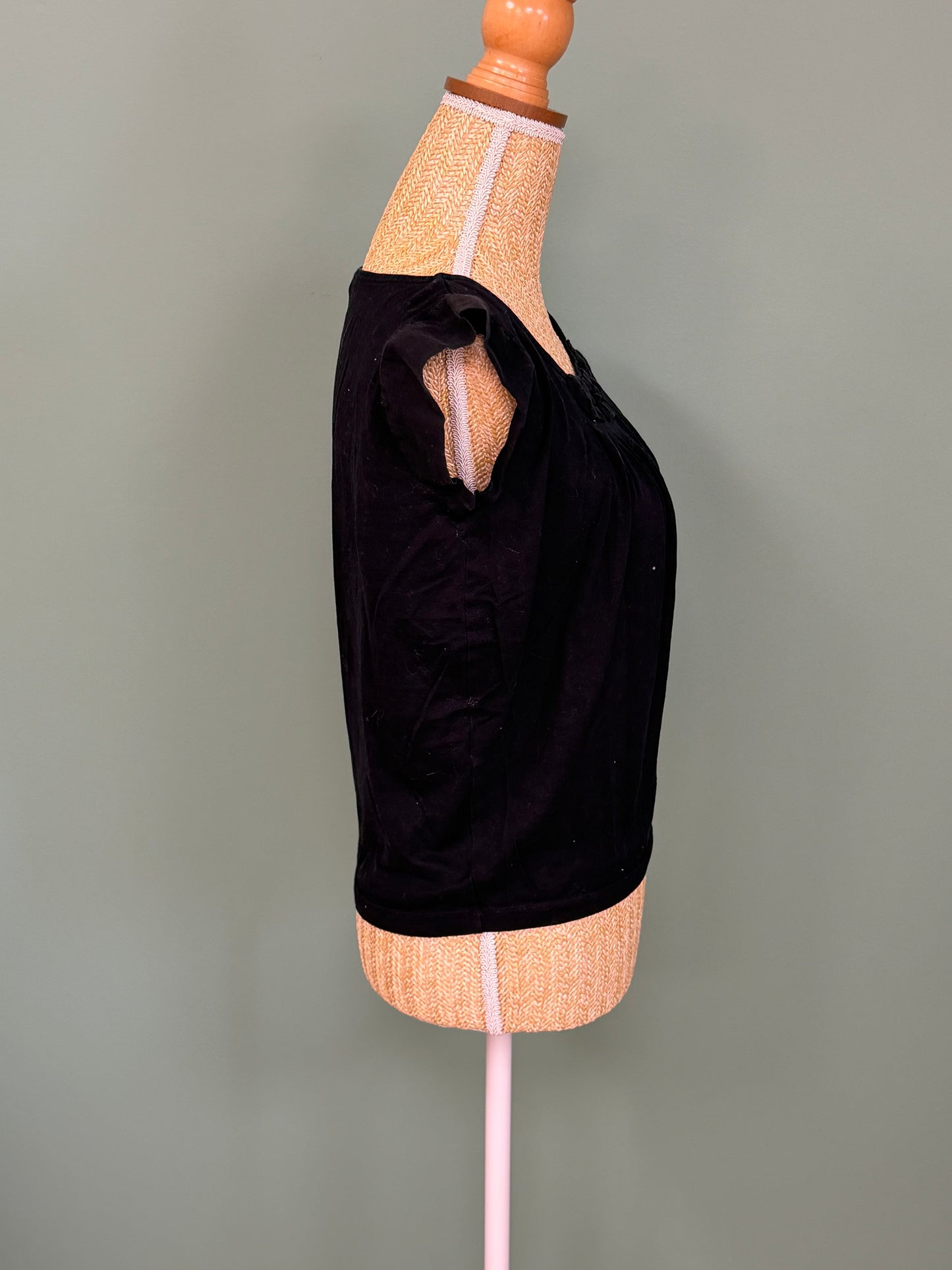 Top noir Comptoir des Cotonniers 100 % coton à volants – Taille L