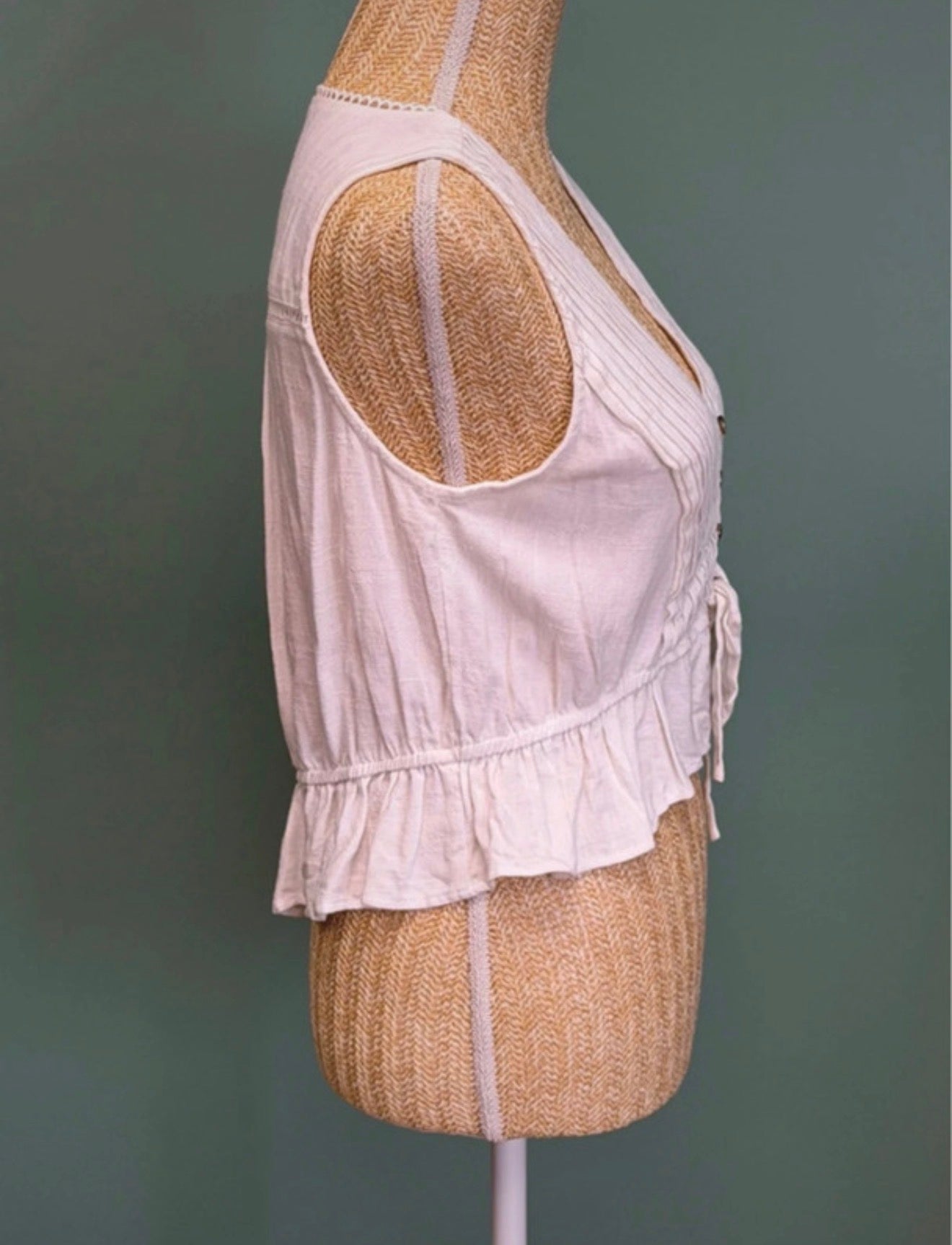 Top Crop Bohème Blanc à Volants - Taille M