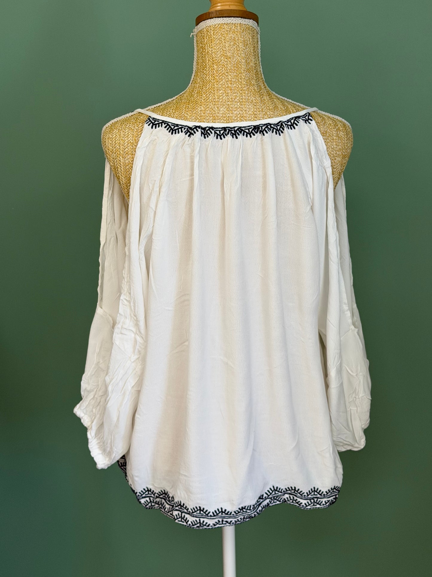 Blouse bohème blanche brodée femme XXL