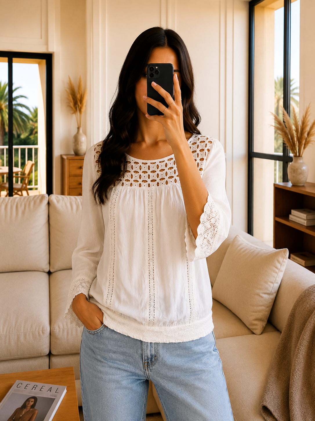 Blouse Blanche Bohème Crochet & Dentelle- S Le salon de Faustine