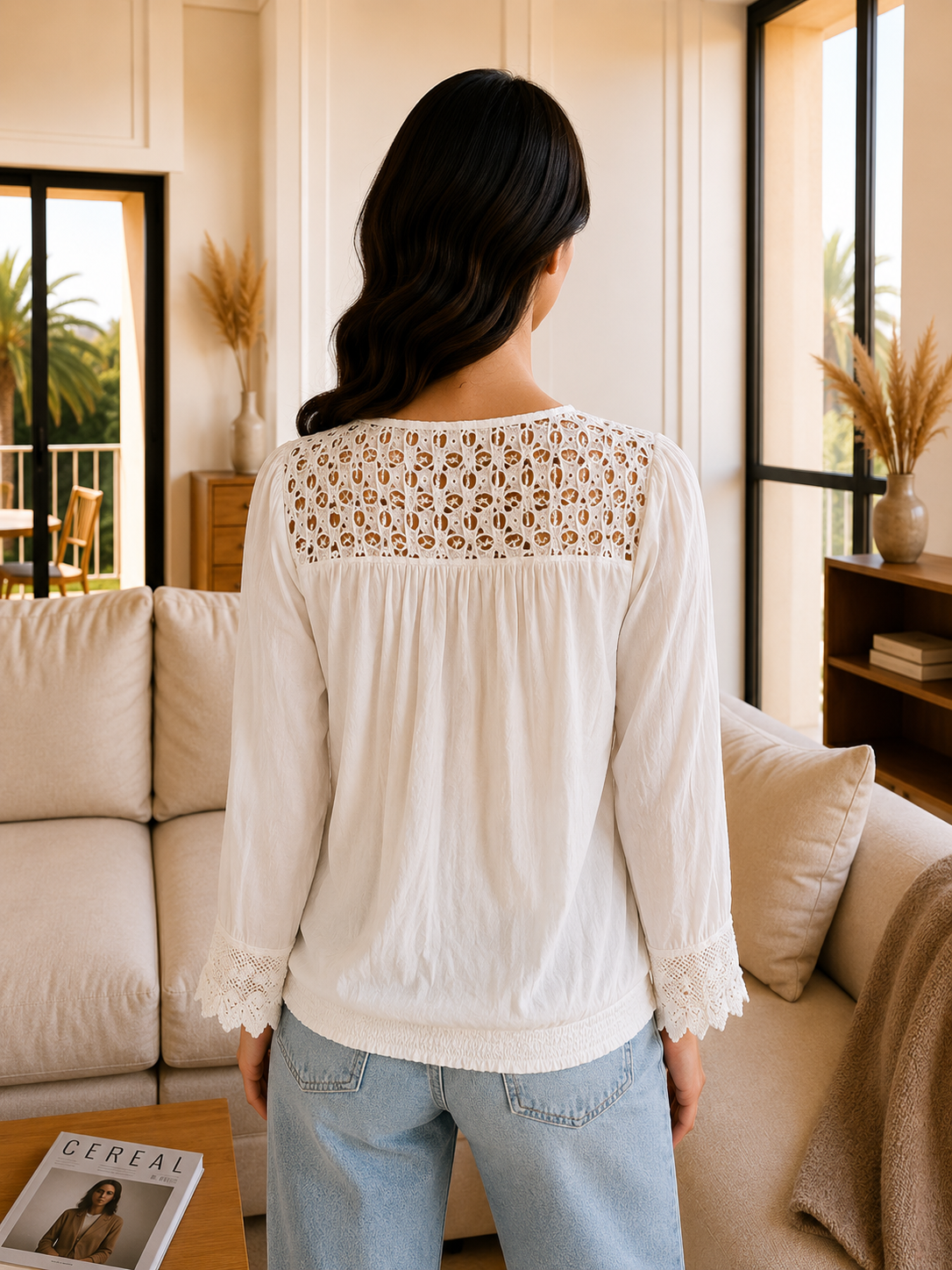 Blouse Blanche Bohème Crochet & Dentelle- S Le salon de Faustine
