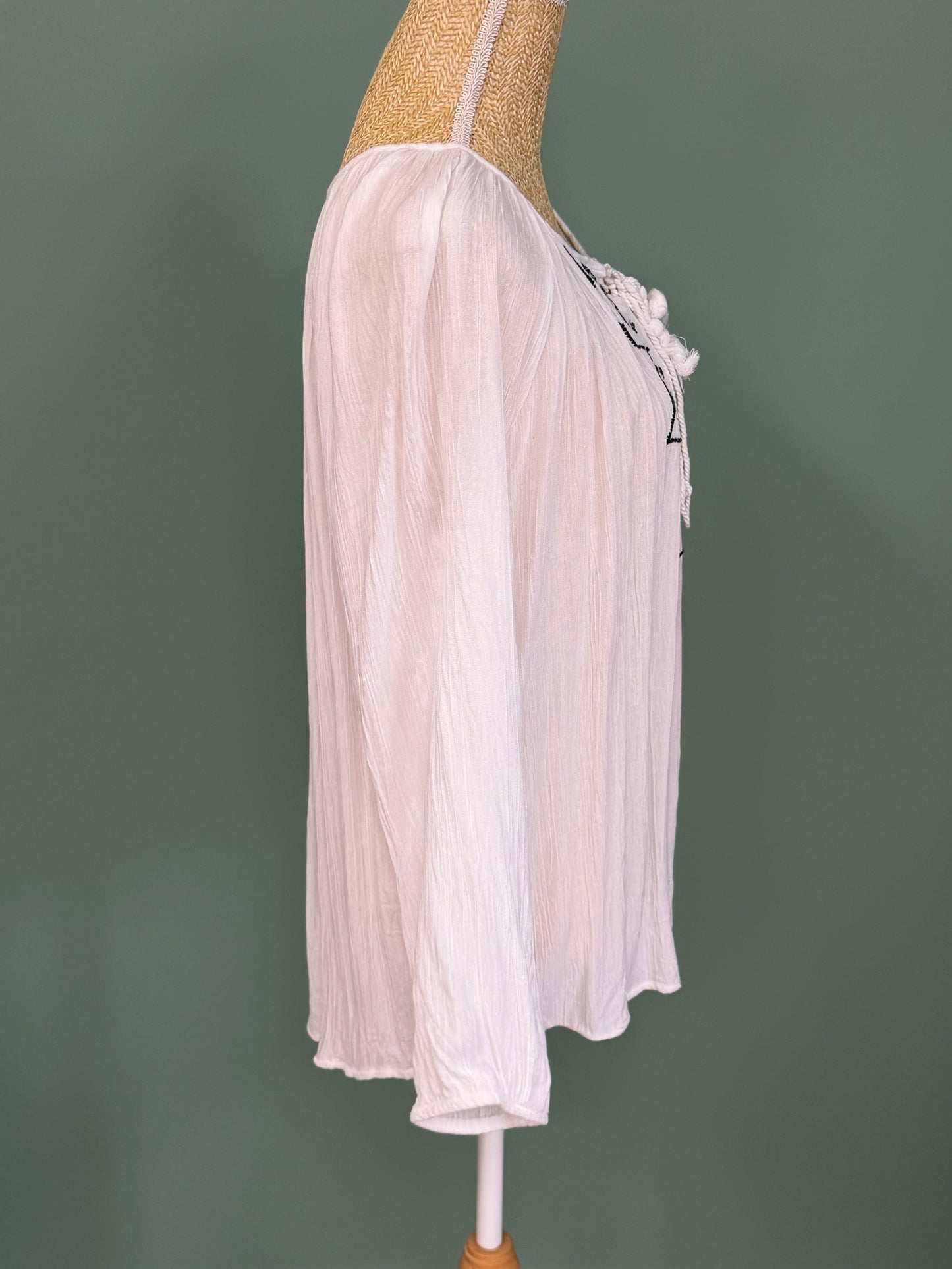 Blouse bohème blanche brodée femme grande taille XL