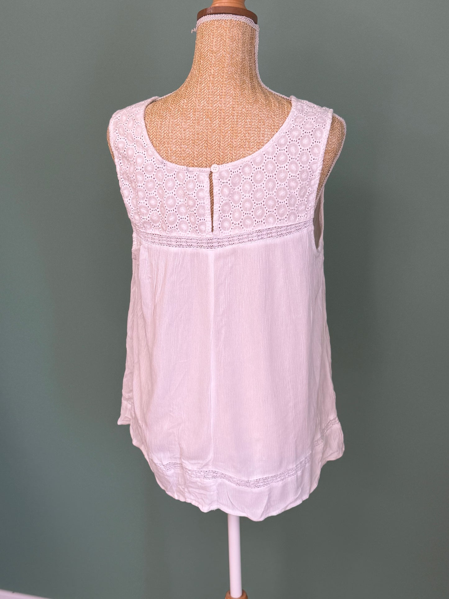 Débardeur George blanc à empiècement brodé femme XL