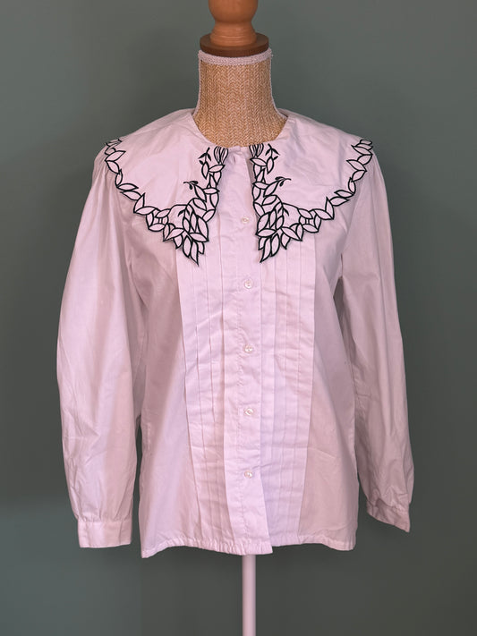 Chemisier blanc à col marin brodé femme M