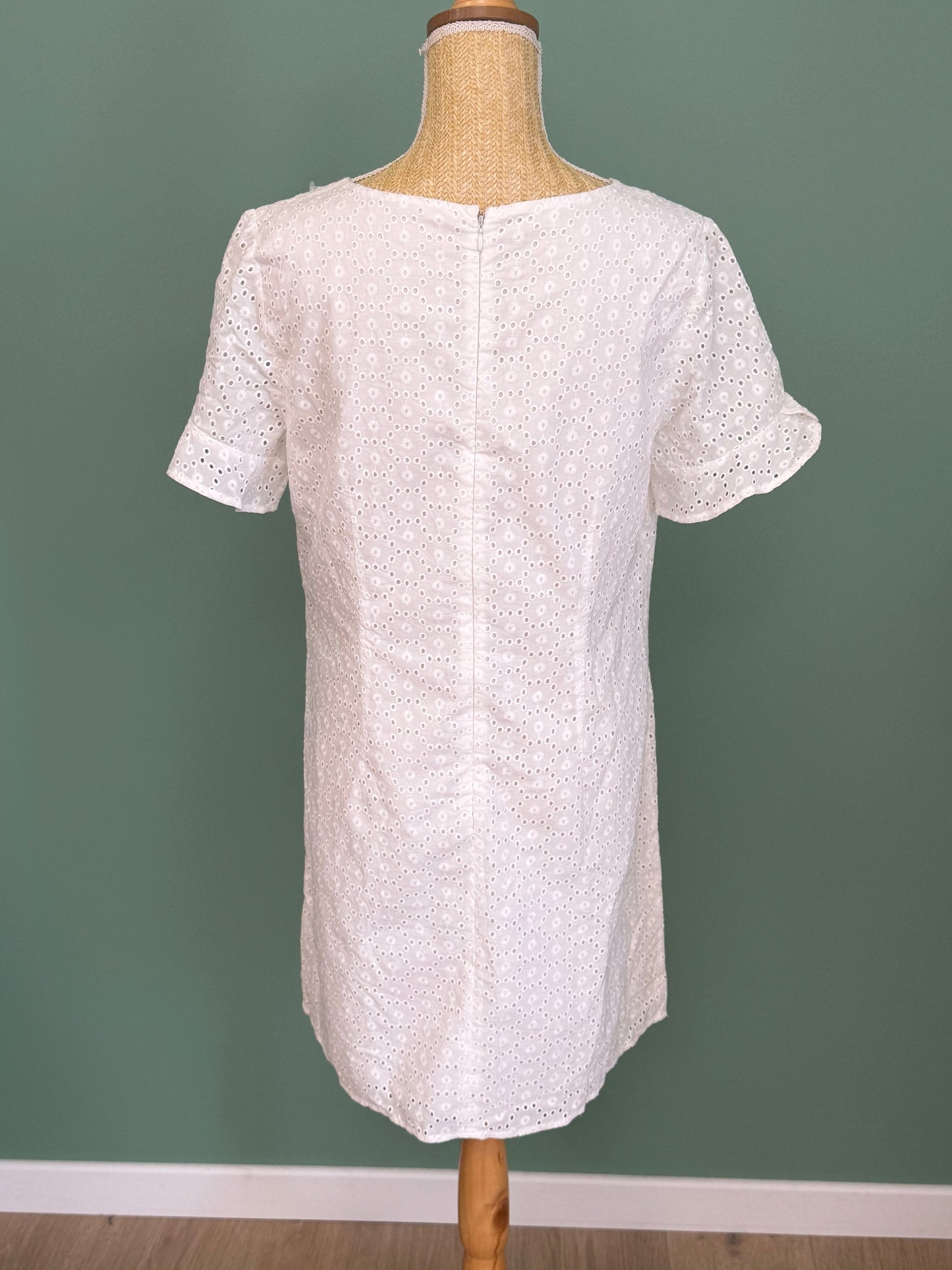 Robe blanche en broderie anglaise 100 % coton femme M