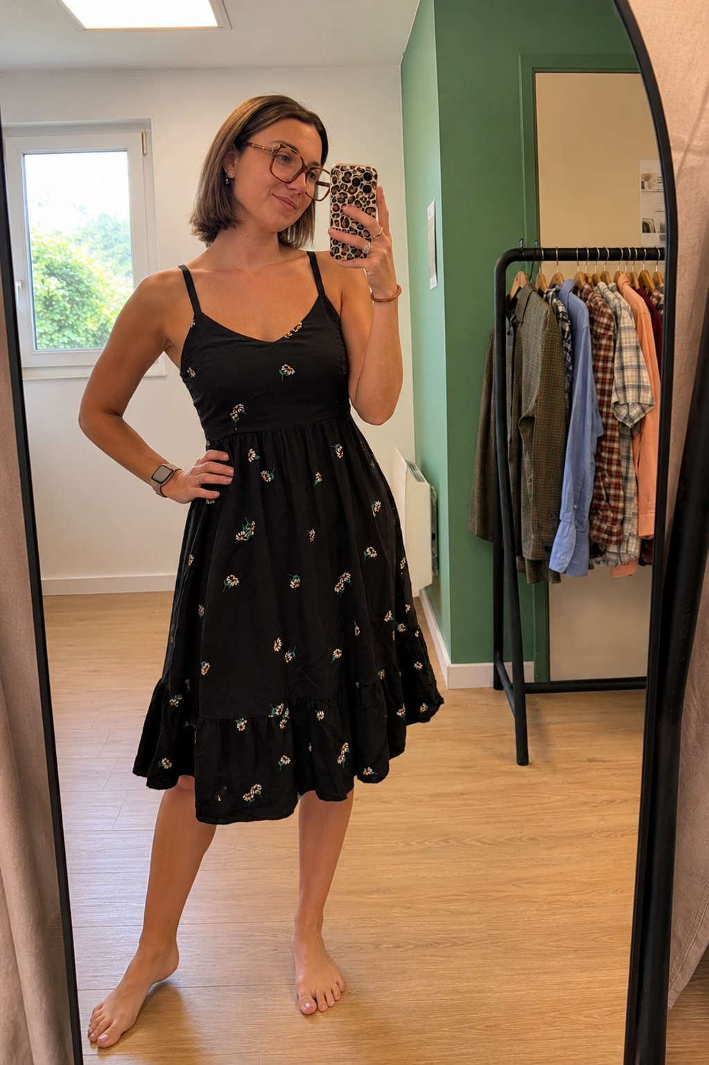 Robe noire à petites fleurs - Taille S