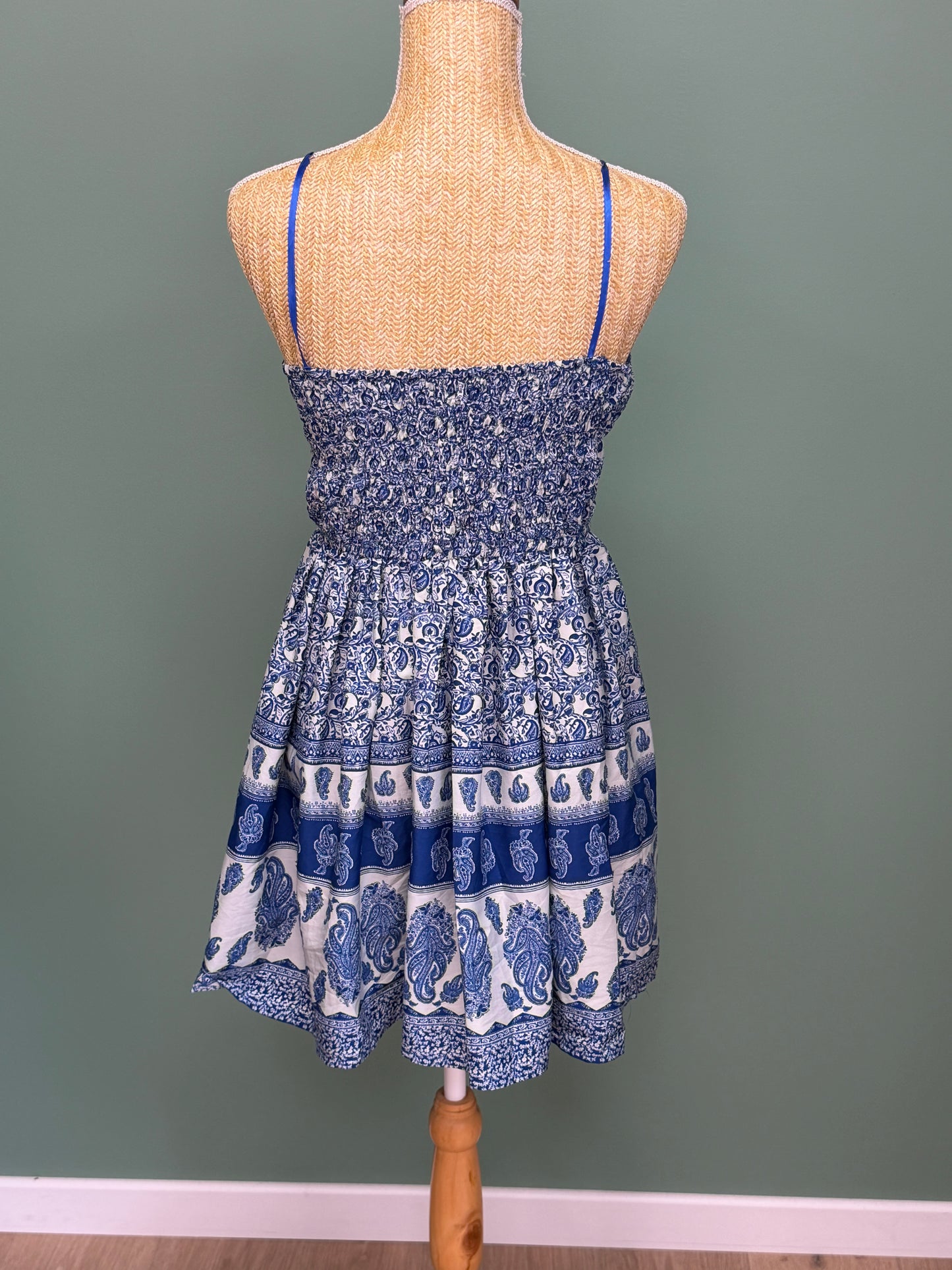 Robe Moissanite imprimé cachemire bleu & blanc - Taille S