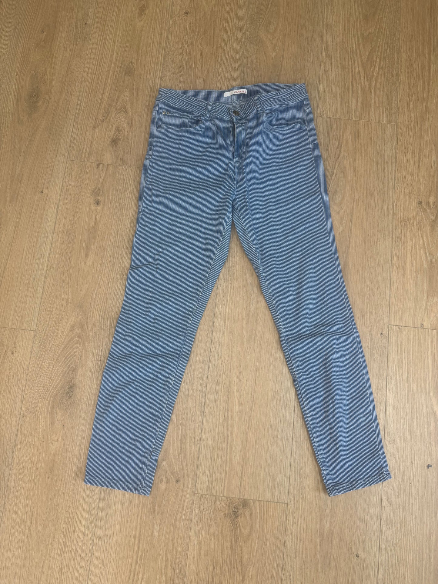 Jean rayé bleu Camaïeu femme taille 38