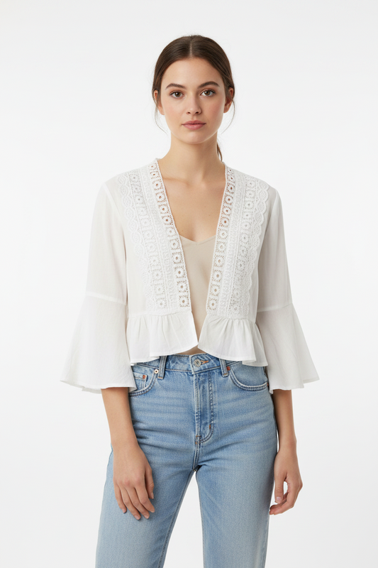 Boléro bohème blanc en dentelle