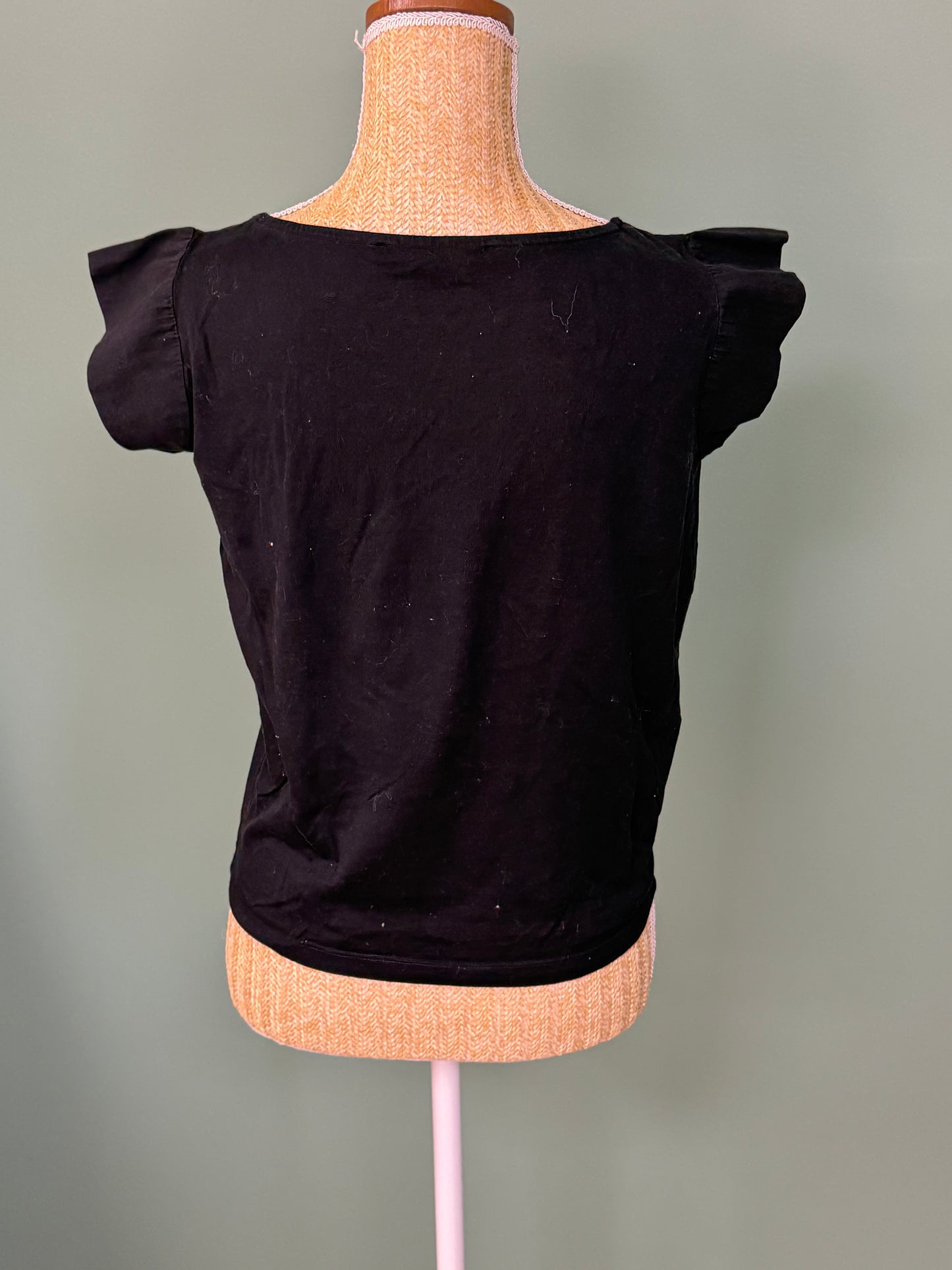 Top noir Comptoir des Cotonniers 100 % coton à volants – Taille L