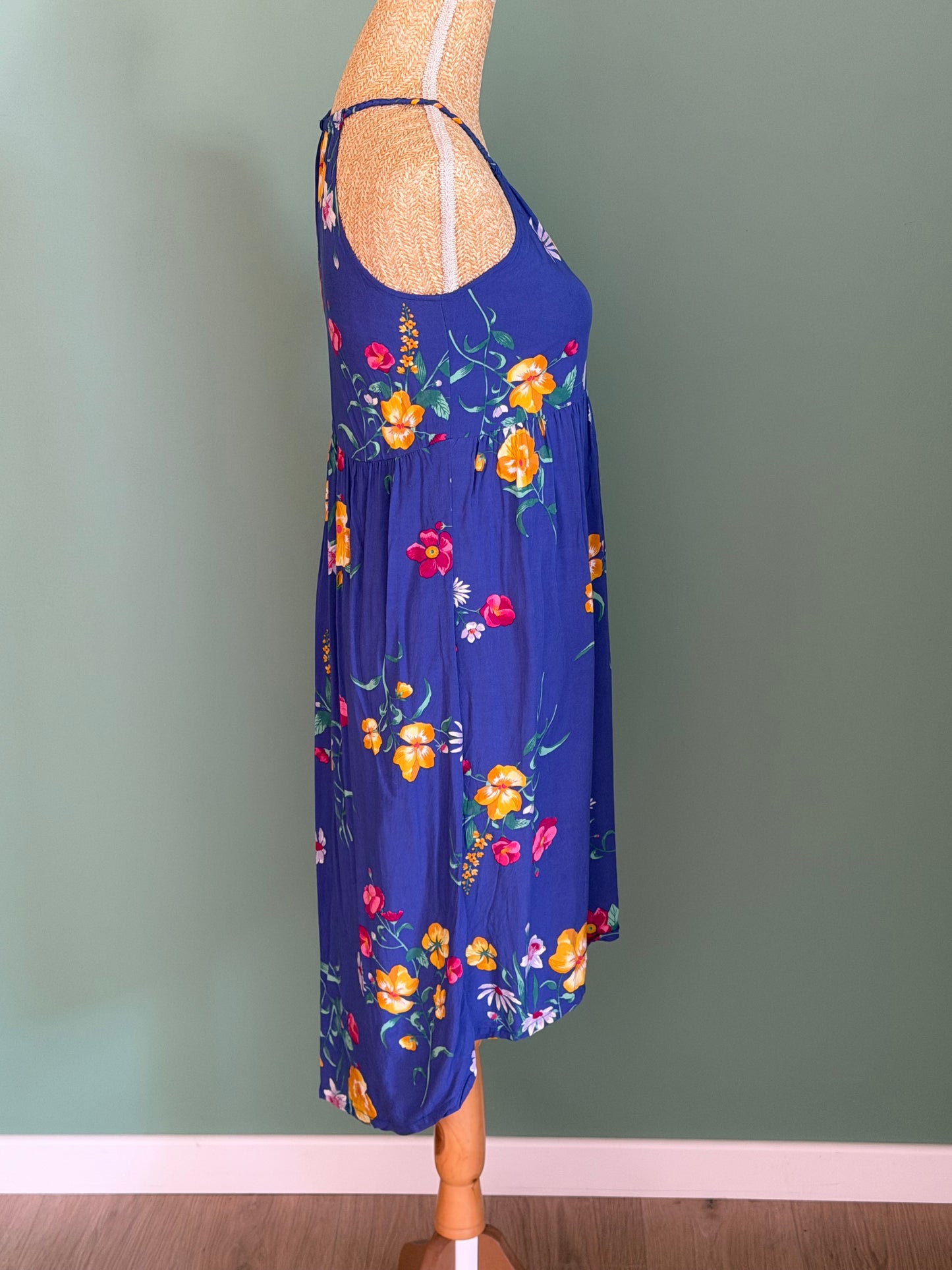 Robe longue fleurie bleu roi – Taille L