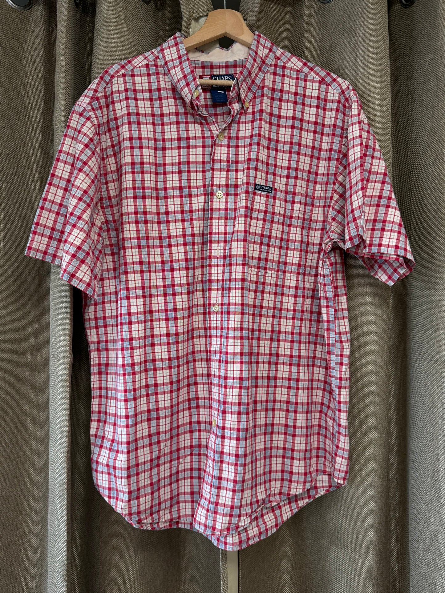 Chemise homme Chaps Ralph Lauren à carreaux rose/rouge