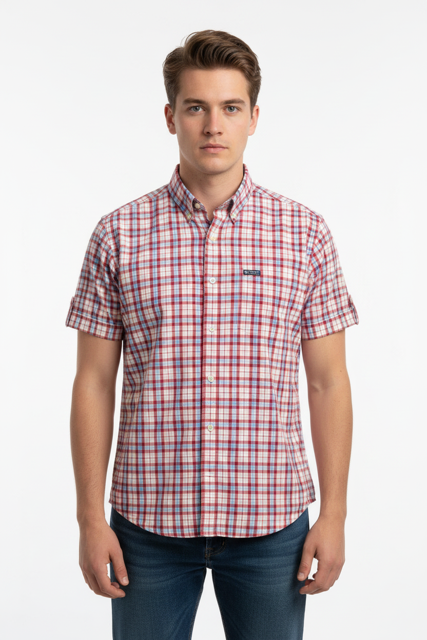 Chemise homme Chaps Ralph Lauren à carreaux rose/rouge