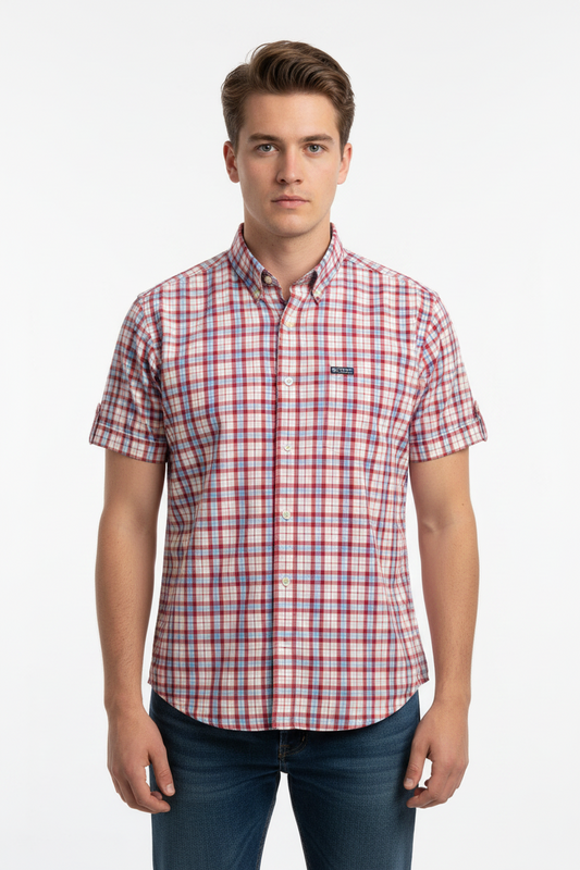 Chemise homme Chaps Ralph Lauren à carreaux rose/rouge