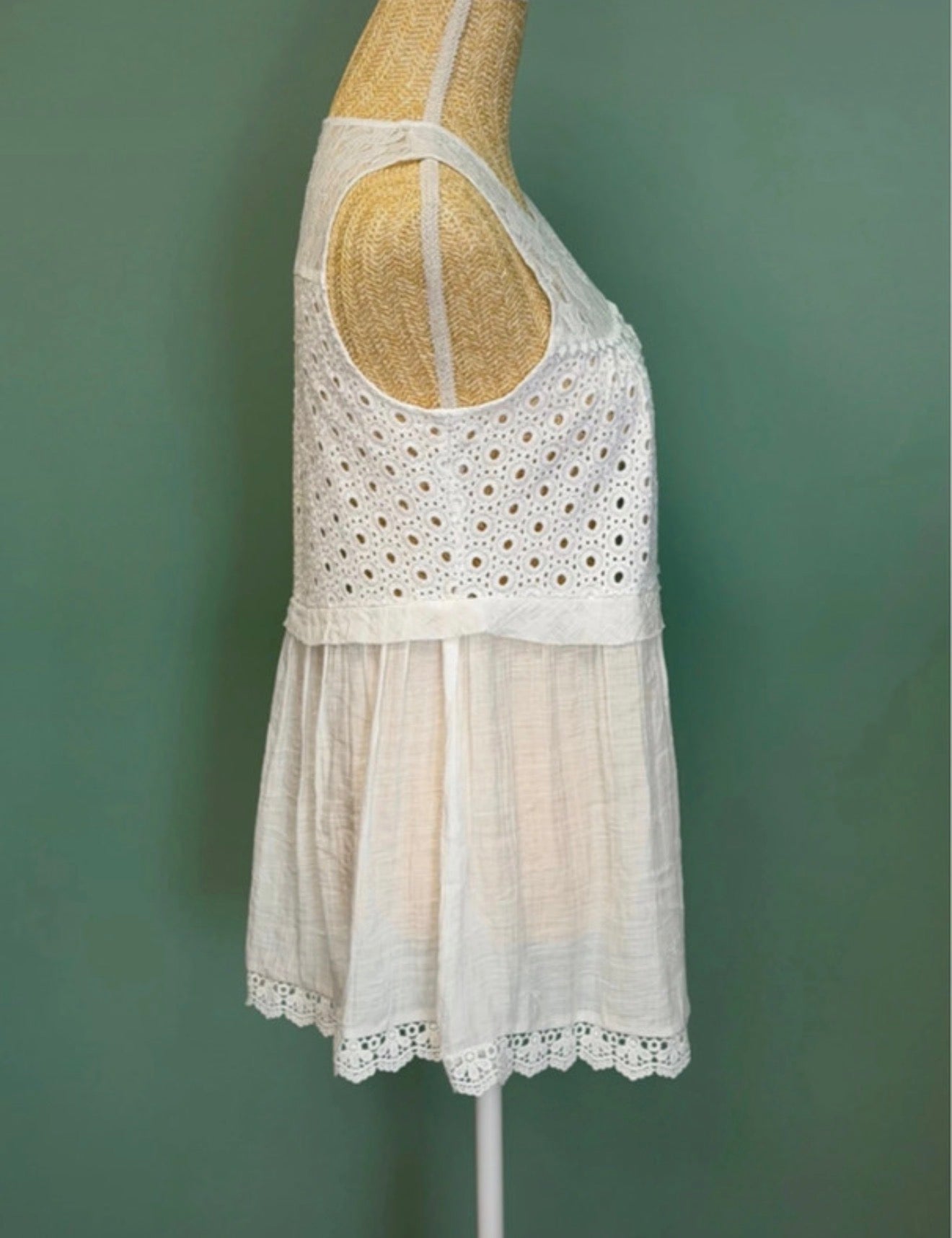 Tunique Bohème Blanche Broderie Anglaise & Dentelle - Taille M