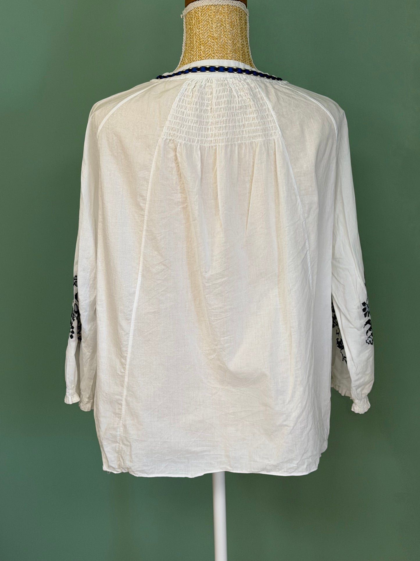 Blouse bohème blanche brodée femme XL