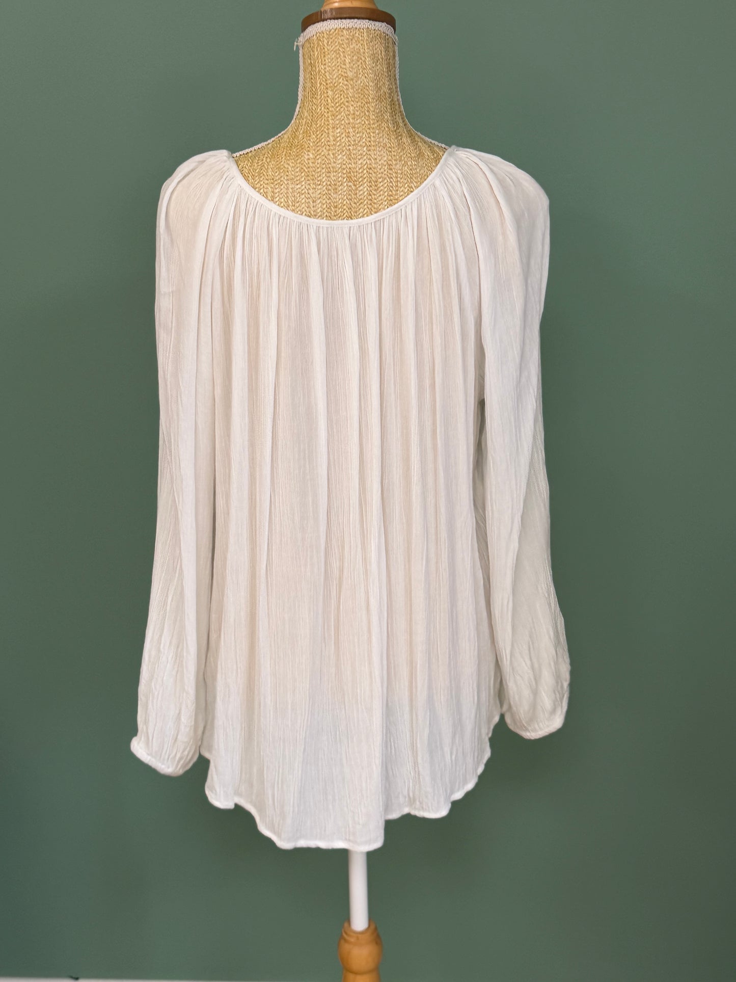 Blouse bohème blanche brodée femme grande taille XL